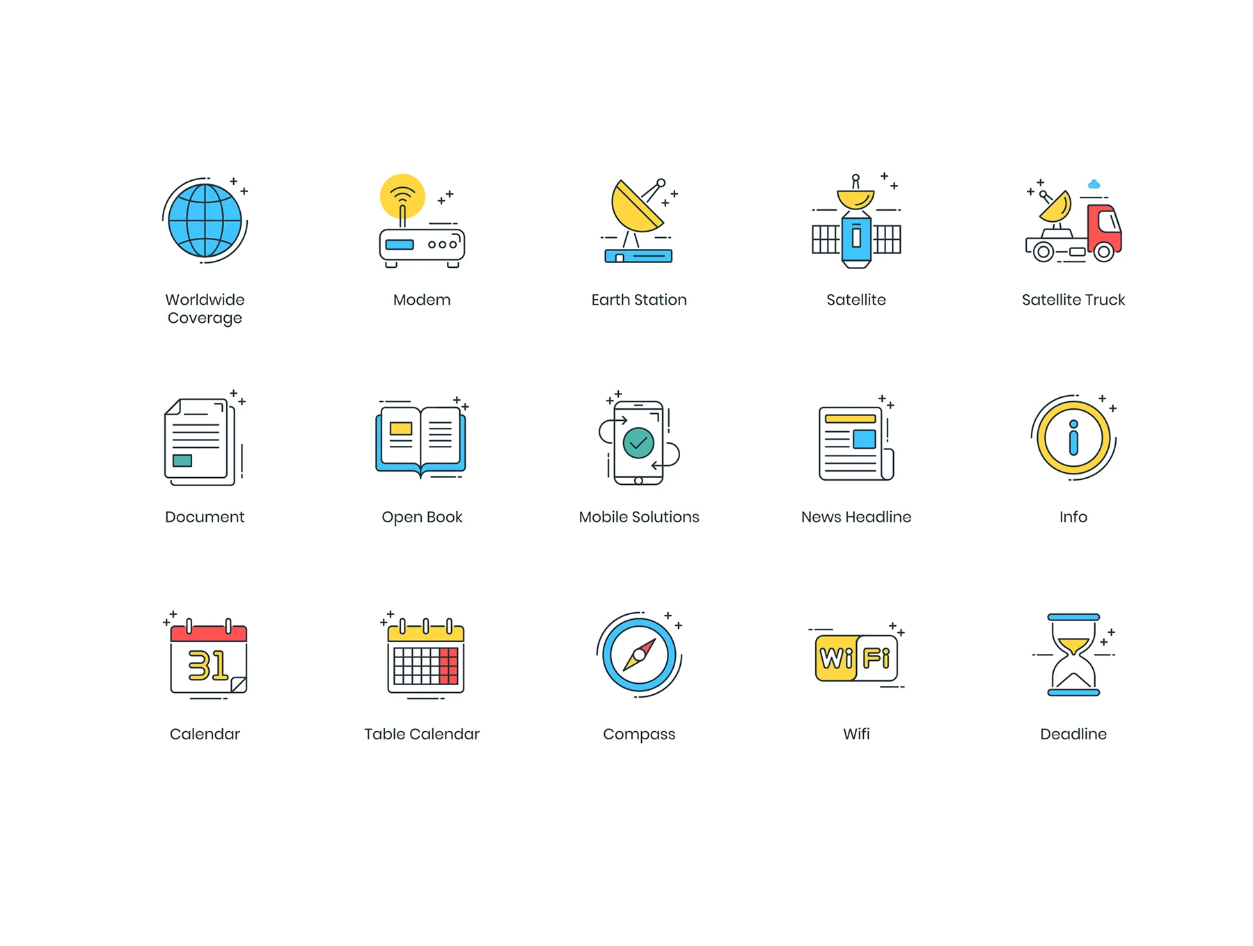 70 Communication & Media Icons | ColorPop Series 5