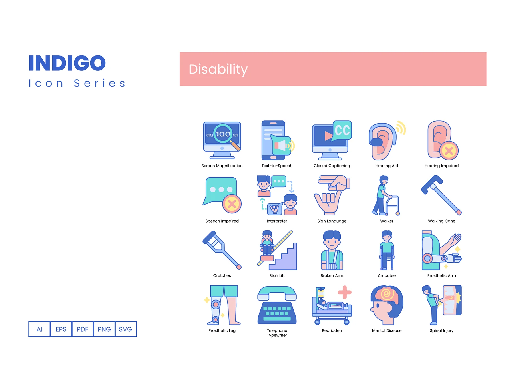 70 Disability Icons | Indigo Series 2