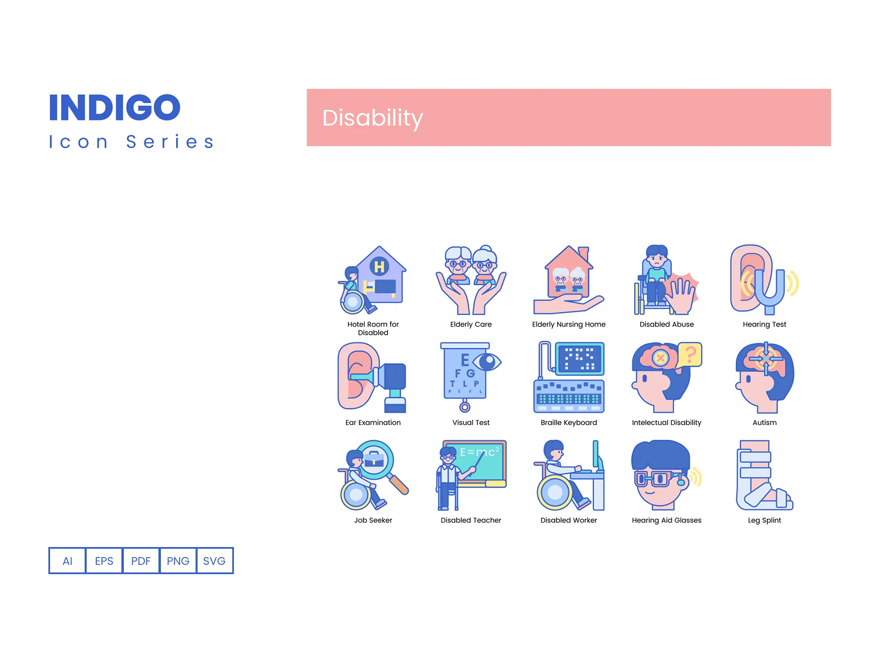 70 Disability Icons | Indigo Series 4