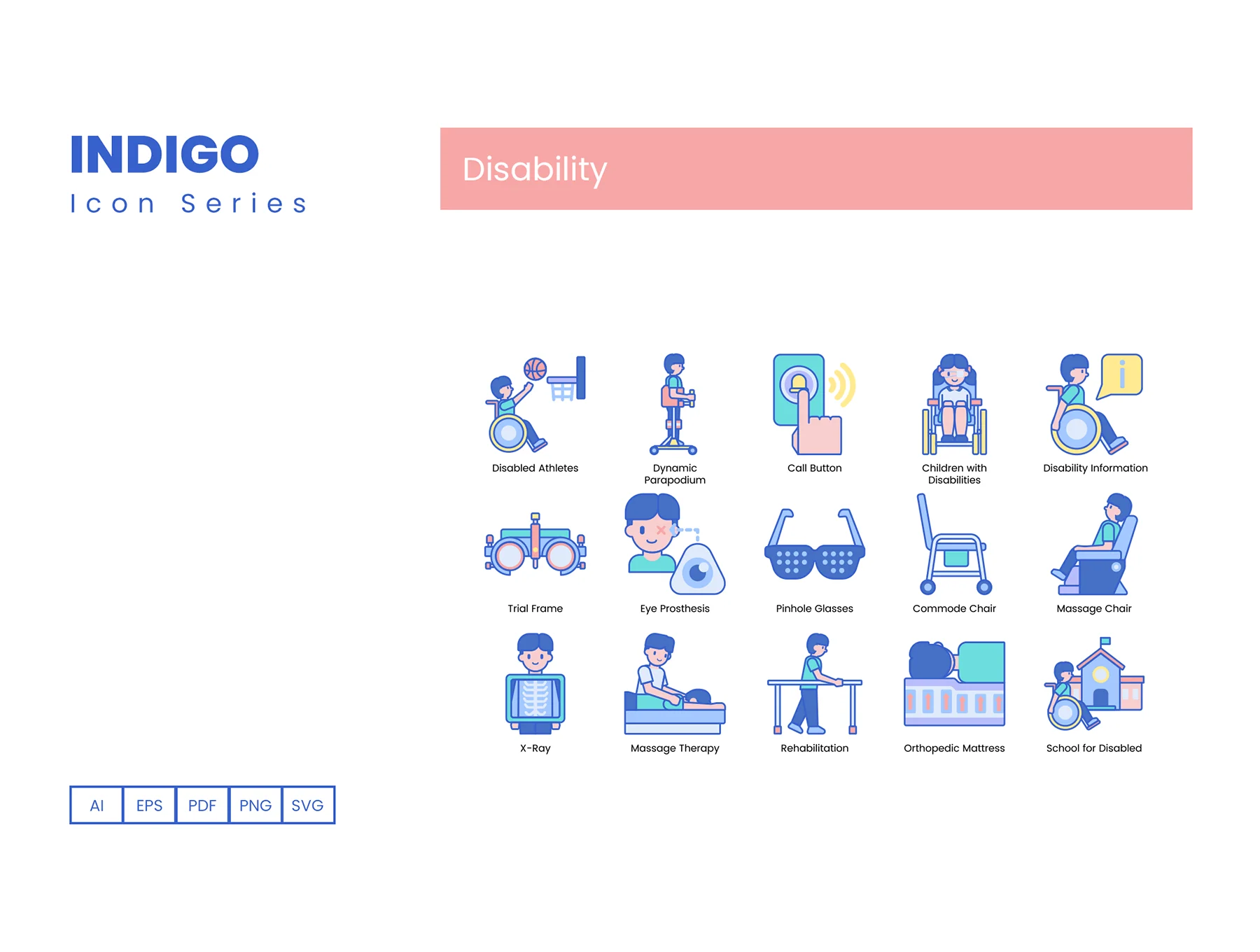 70 Disability Icons | Indigo Series 5