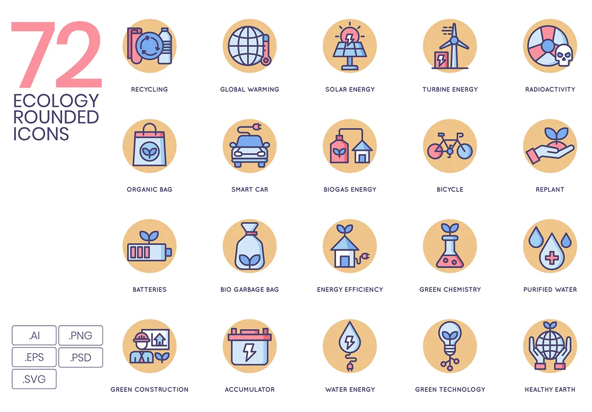 72 Ecology Icons | Butterscotch Series