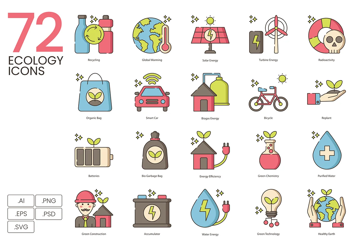 72 Ecology Icons | Hazel Series