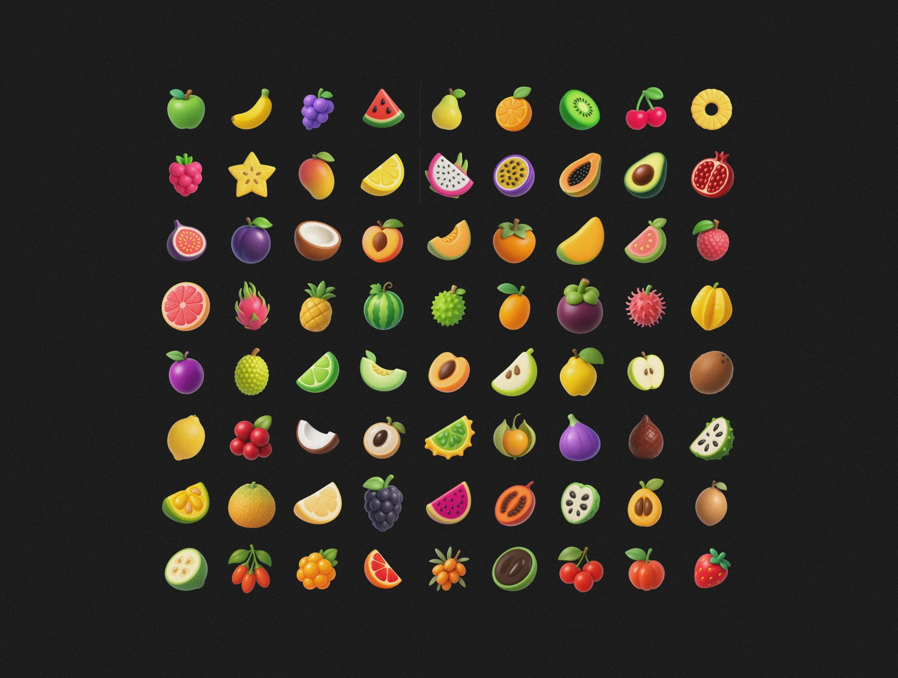 72 high resolution 3D fruit icon set 4