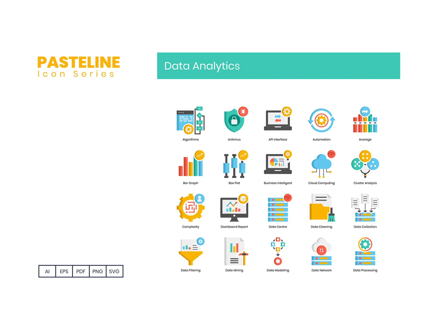 73 Data Analytics Icons | Pasteline Series 2