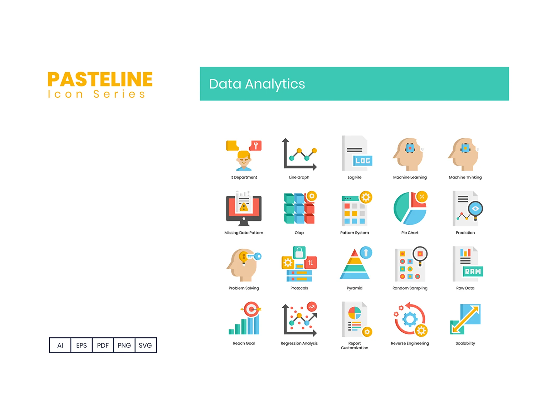 73 Data Analytics Icons | Pasteline Series 4
