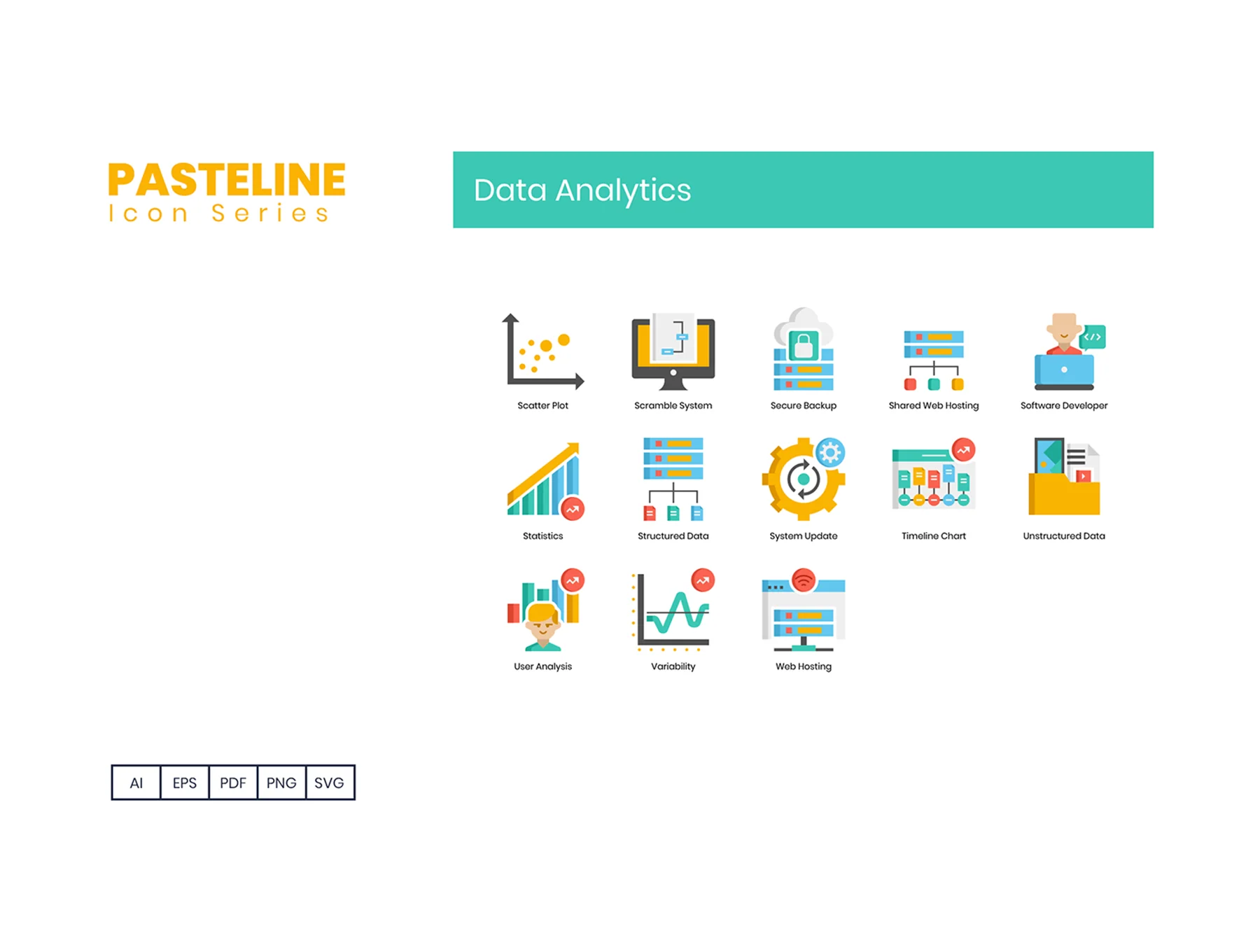 73 Data Analytics Icons | Pasteline Series 5