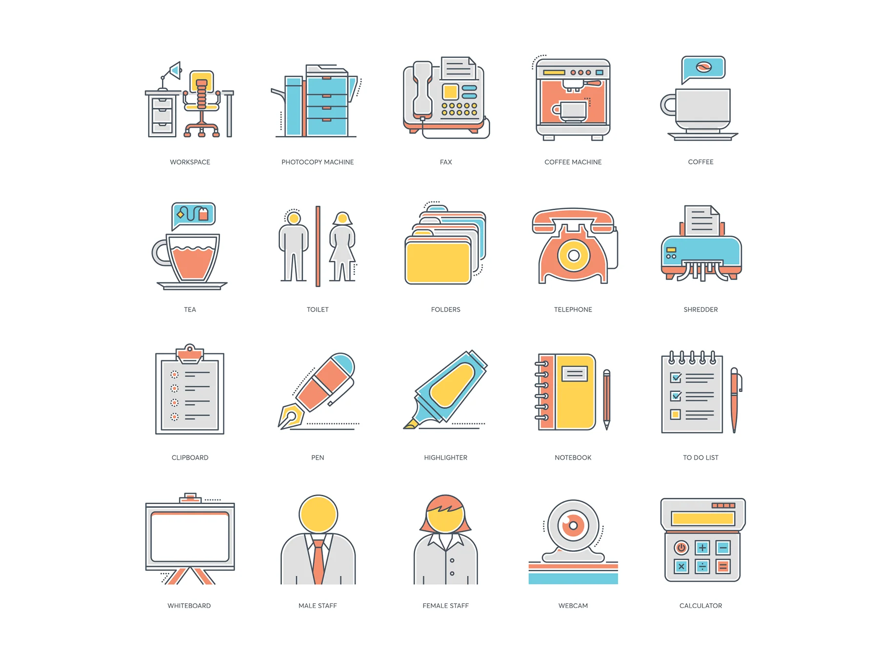 73 Office Icons | Color Line Series 2