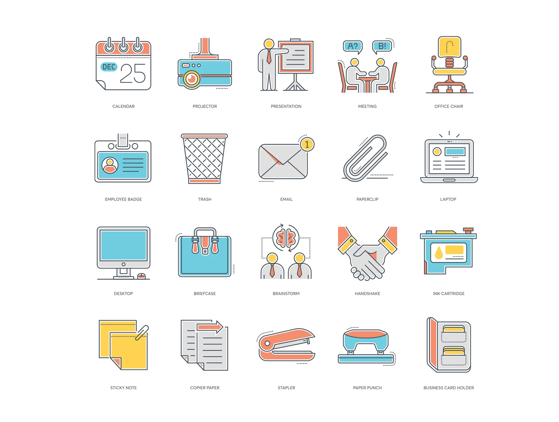 73 Office Icons | Color Line Series 3