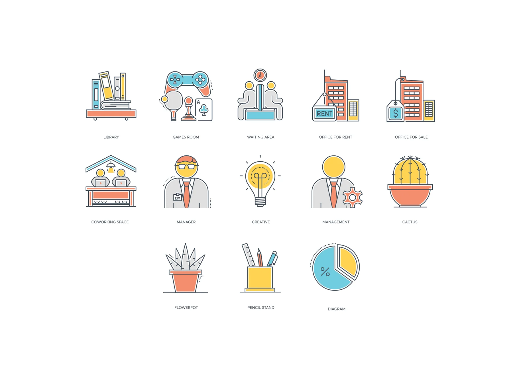73 Office Icons | Color Line Series 5
