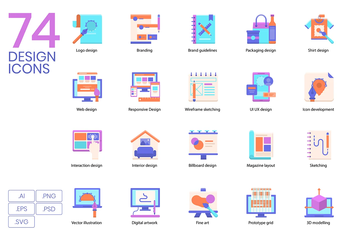 74 Design Icons | Violet Series