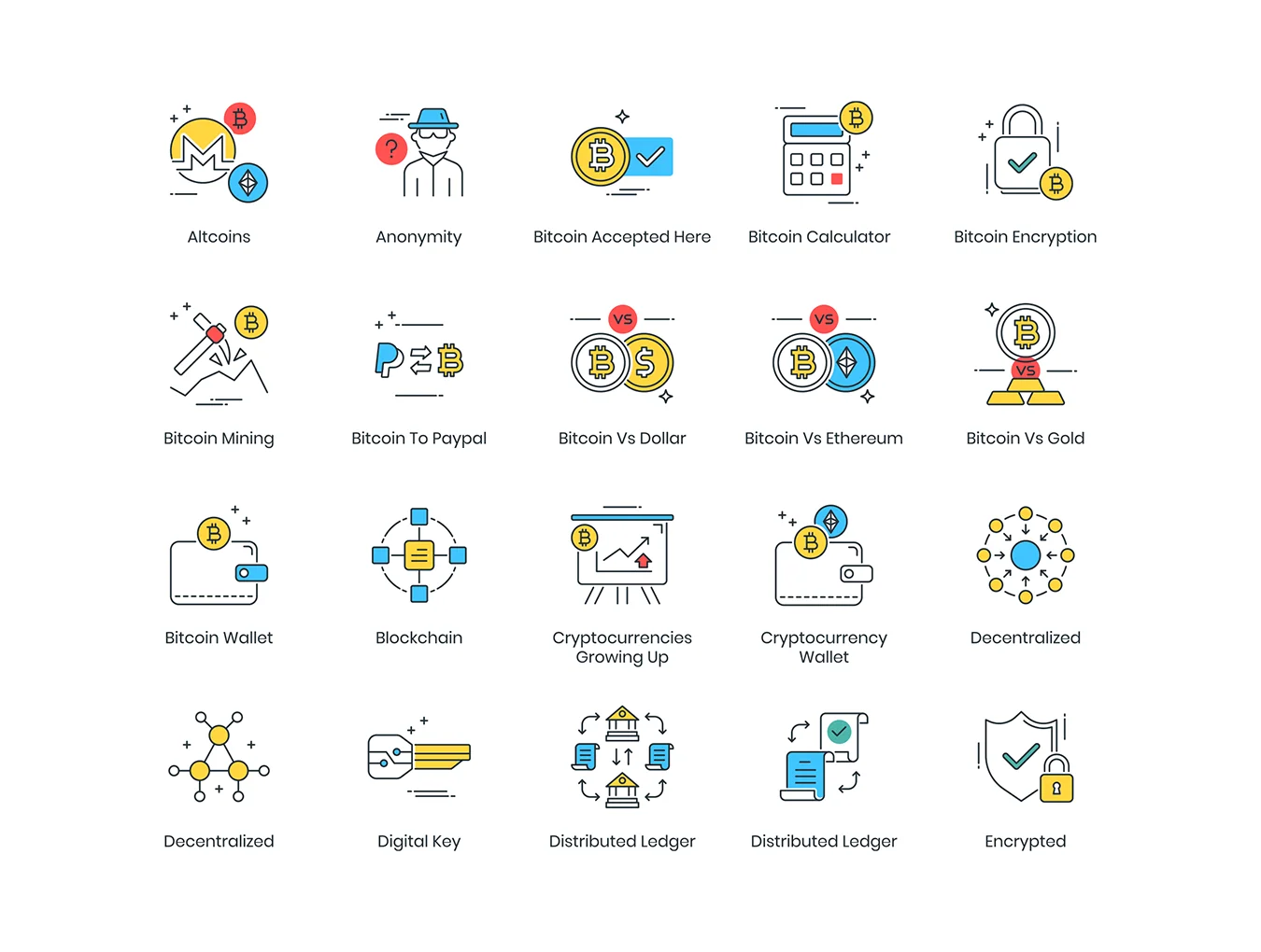 74 Cryptocurrency Icons | ColorPop Series 3