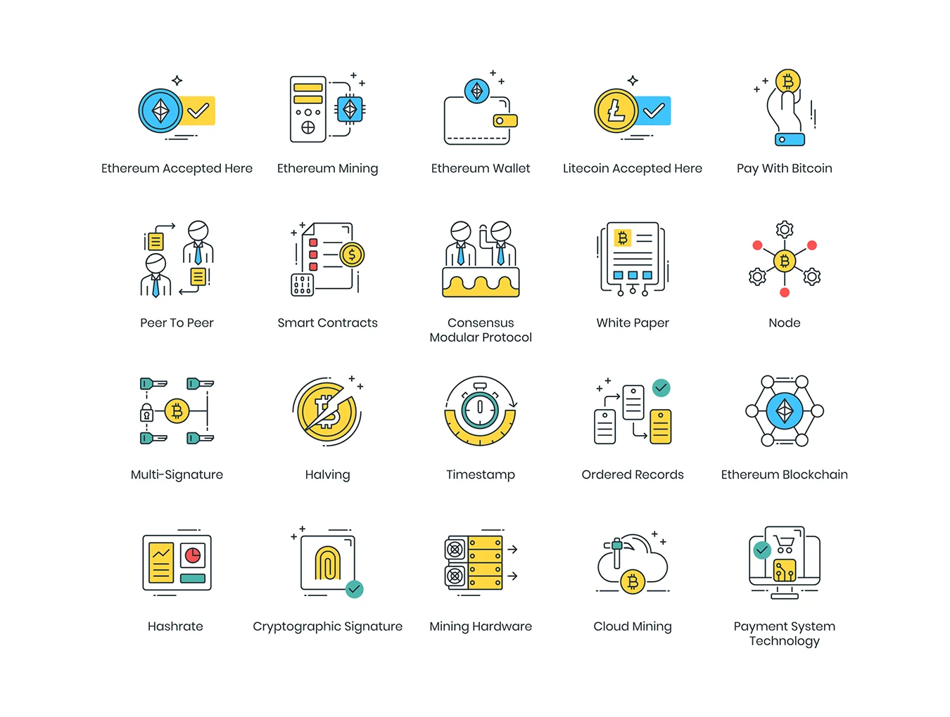 74 Cryptocurrency Icons | ColorPop Series 4