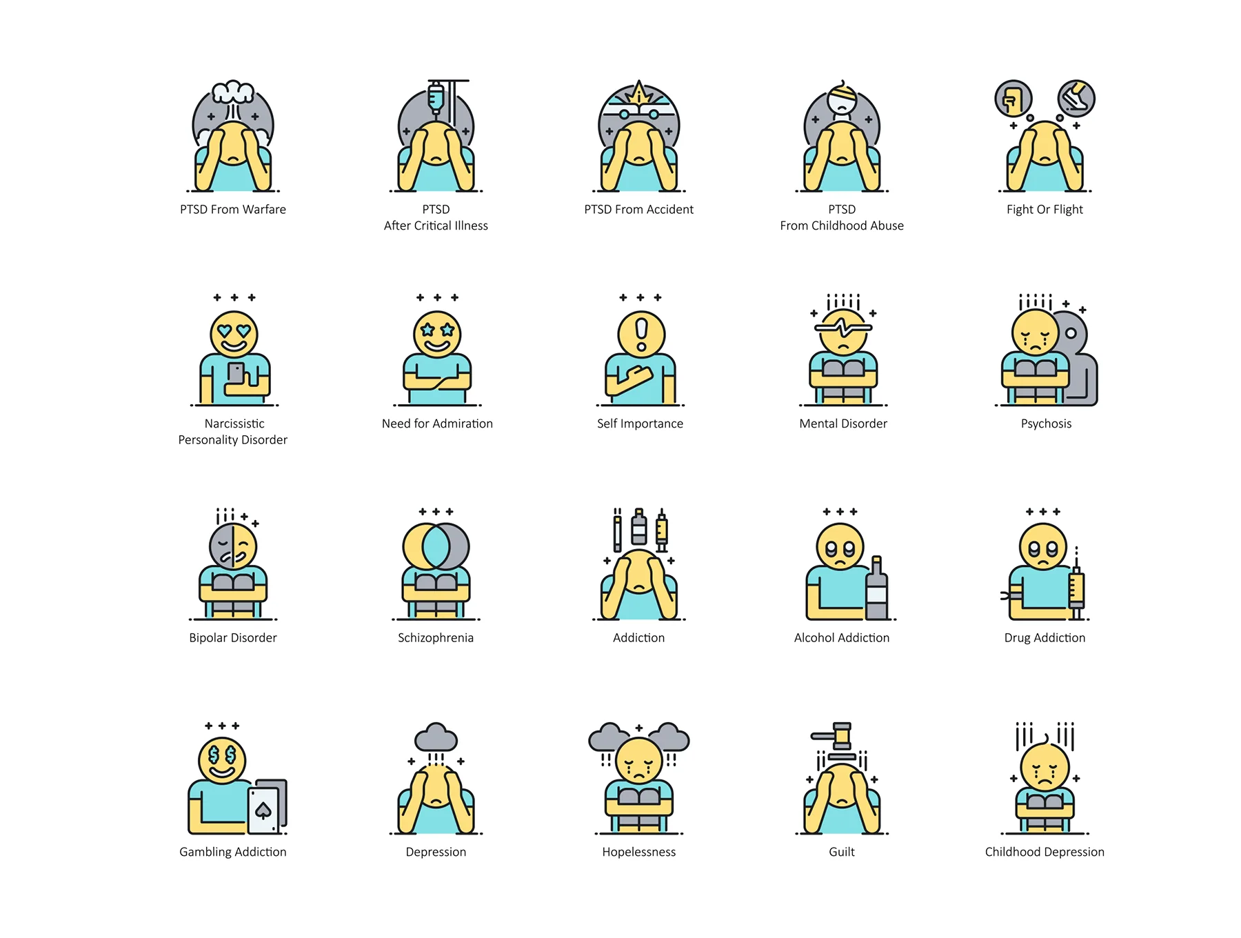 75 Disorder Icons | Aqua Series 2
