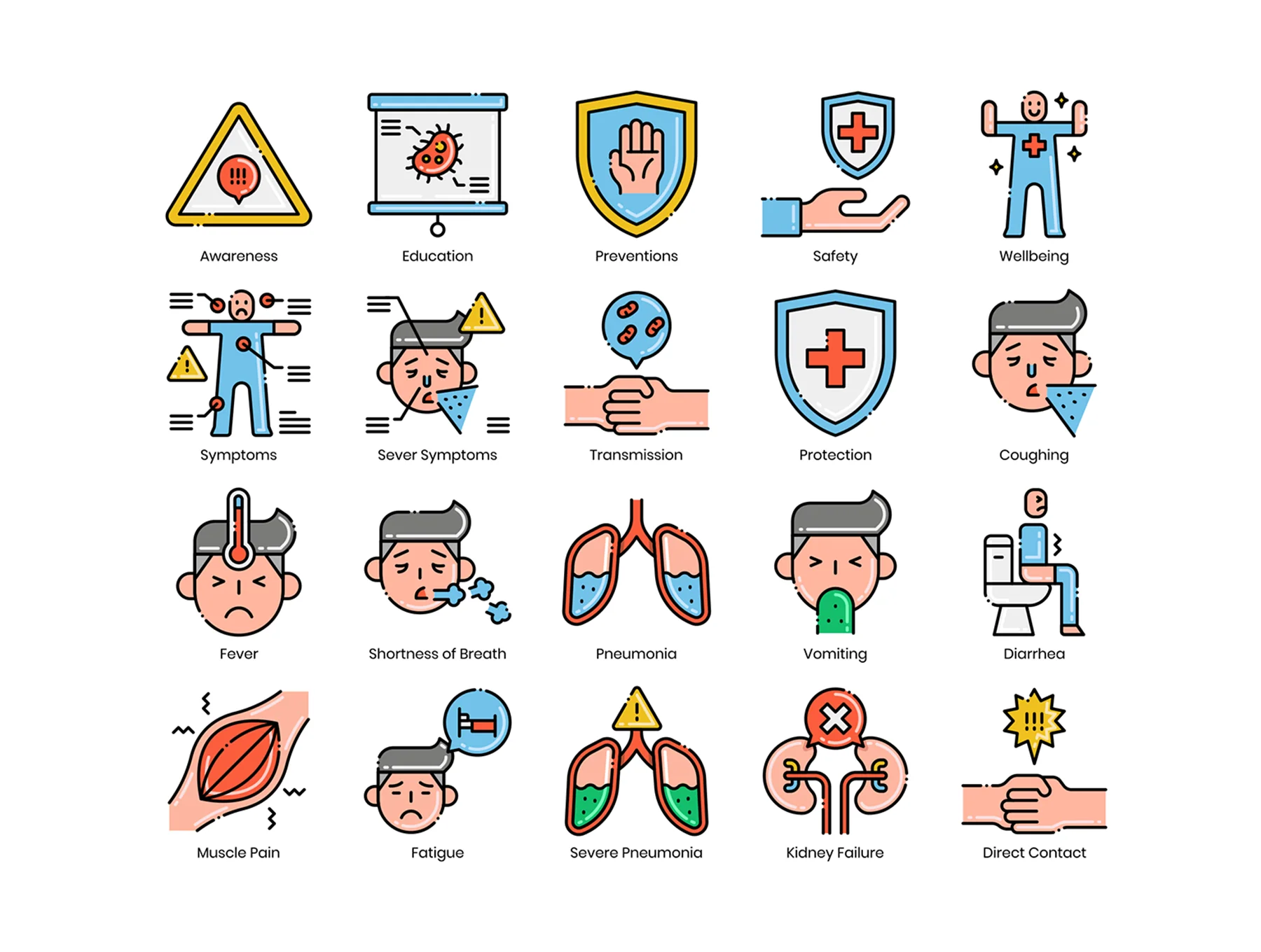 75 Virus Transmission Icons | Aesthetics Series 2