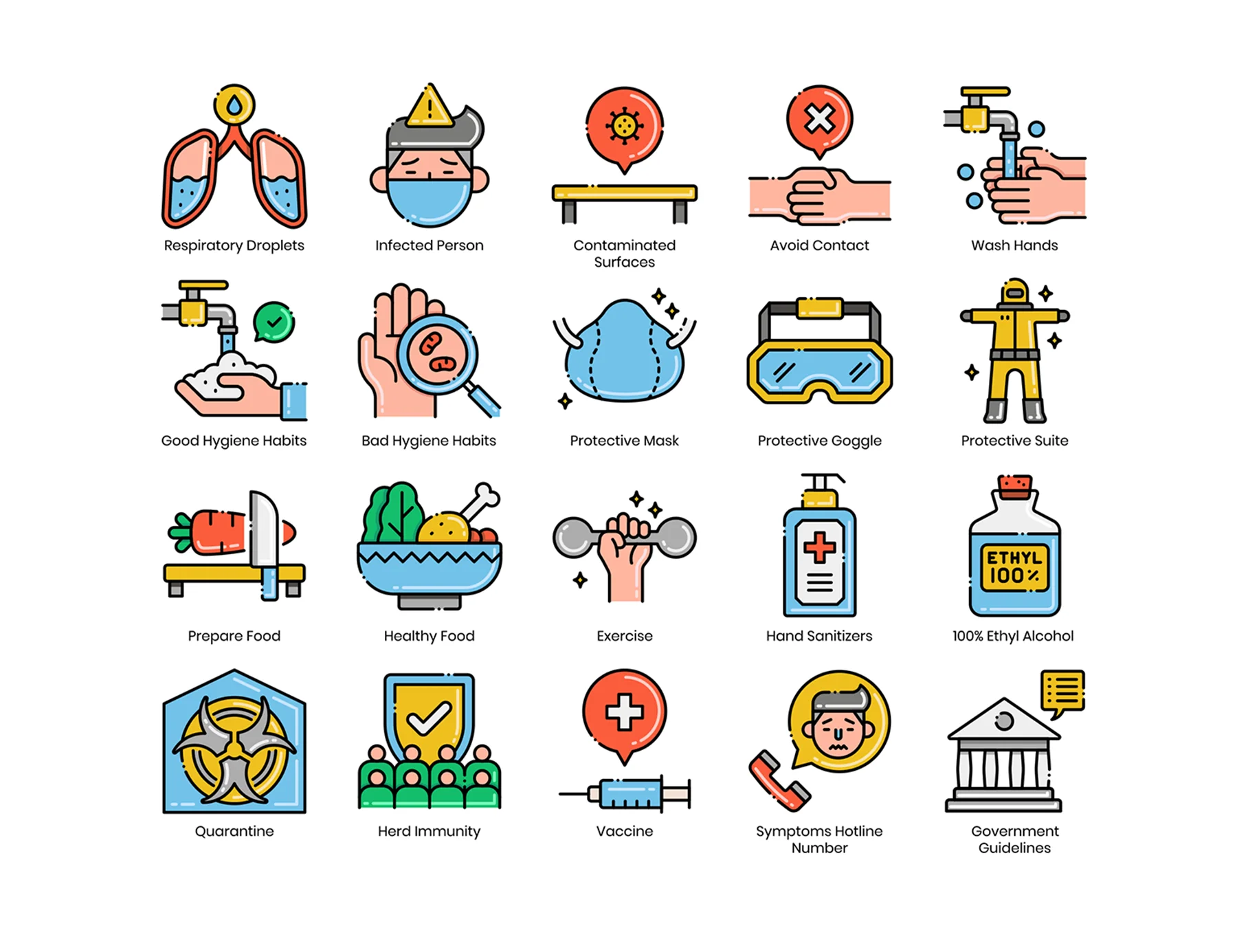75 Virus Transmission Icons | Aesthetics Series 3