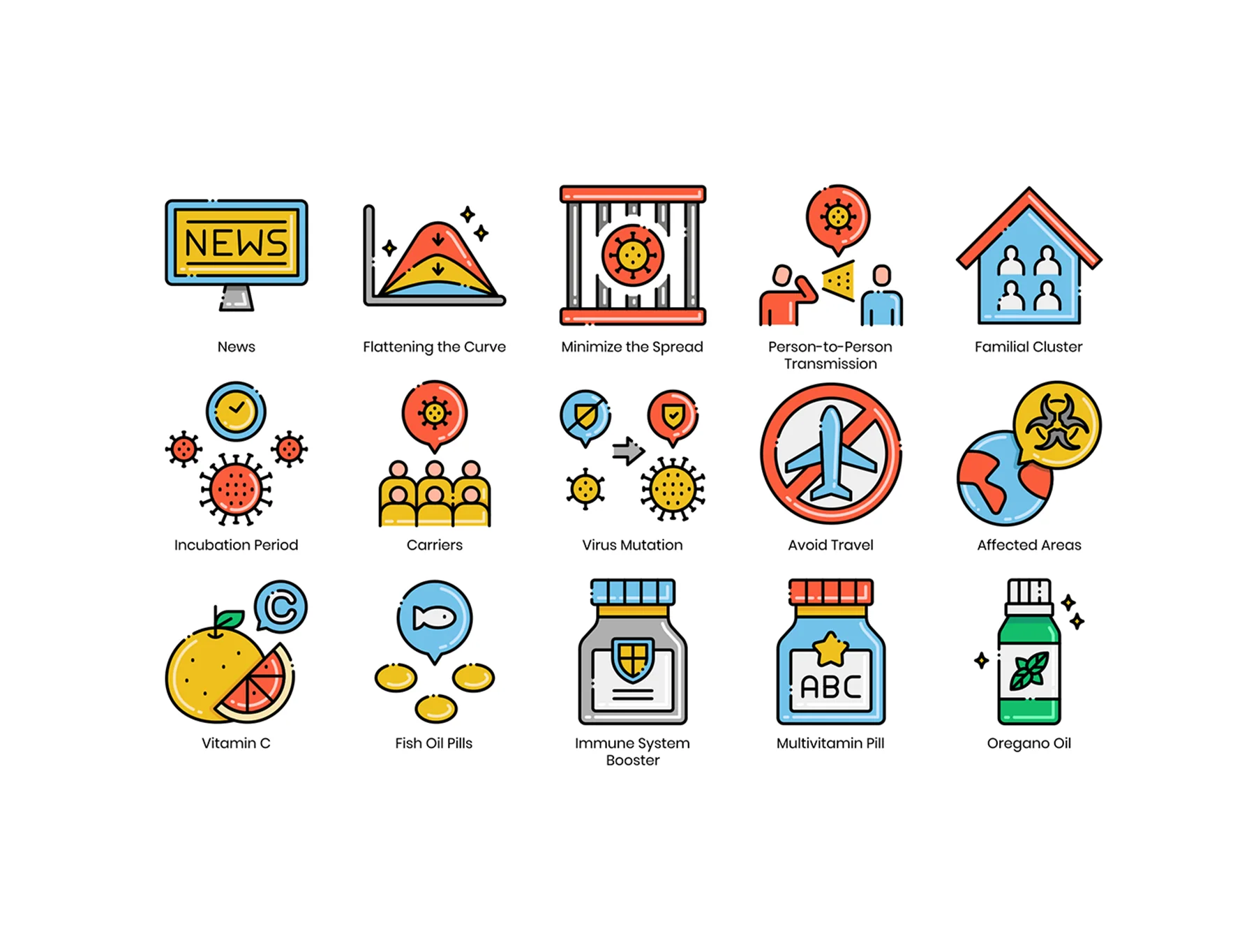 75 Virus Transmission Icons | Aesthetics Series 5