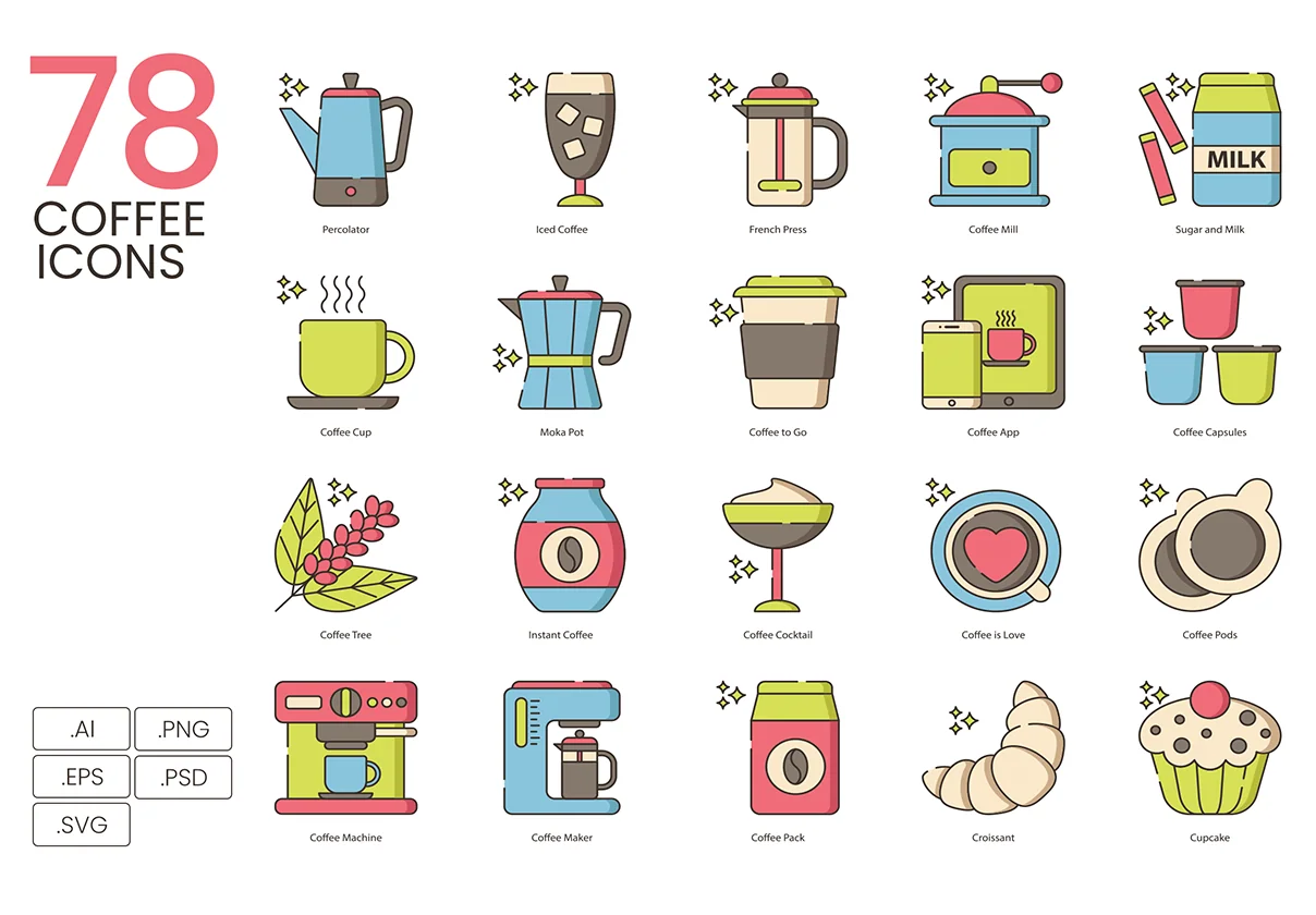 78 Coffee Icons | Hazel Series