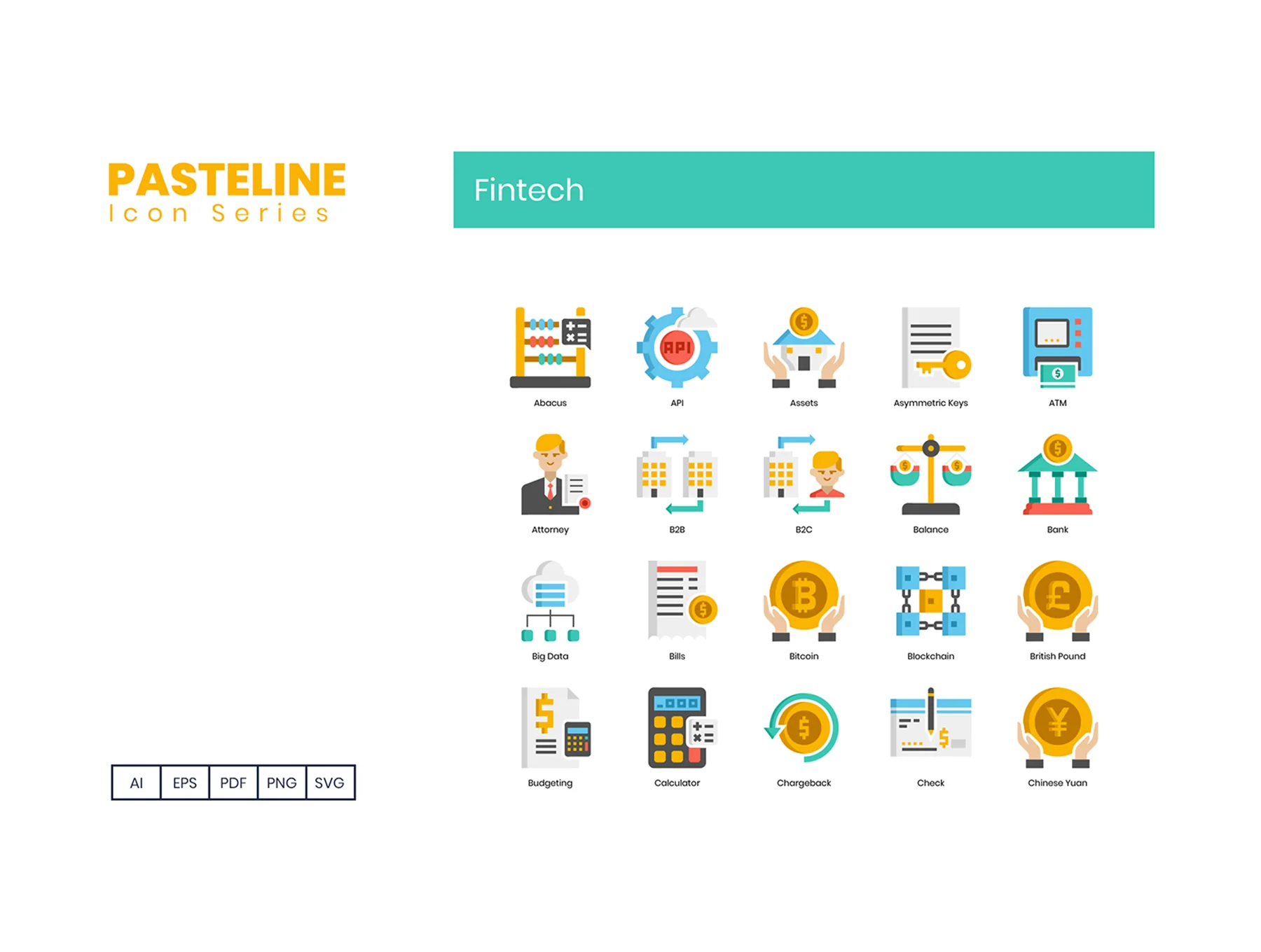 78 Fintech Icons | Pasteline Series 2