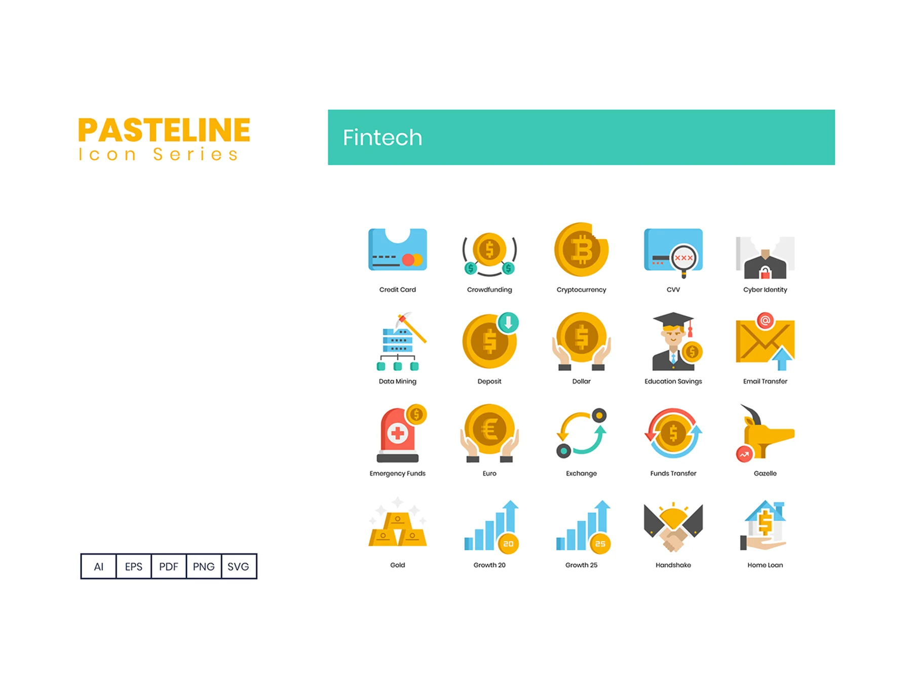 78 Fintech Icons | Pasteline Series 3