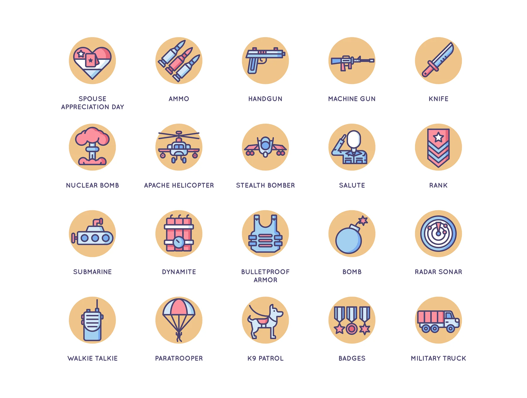78 Military Icons | Butterscotch Series 3