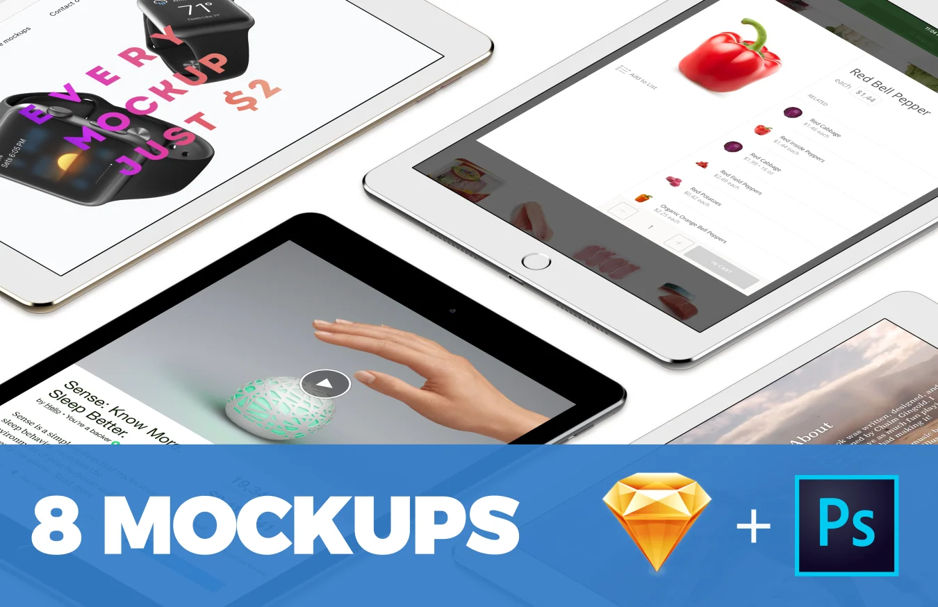 8 Perspective iPad Pro Mockups