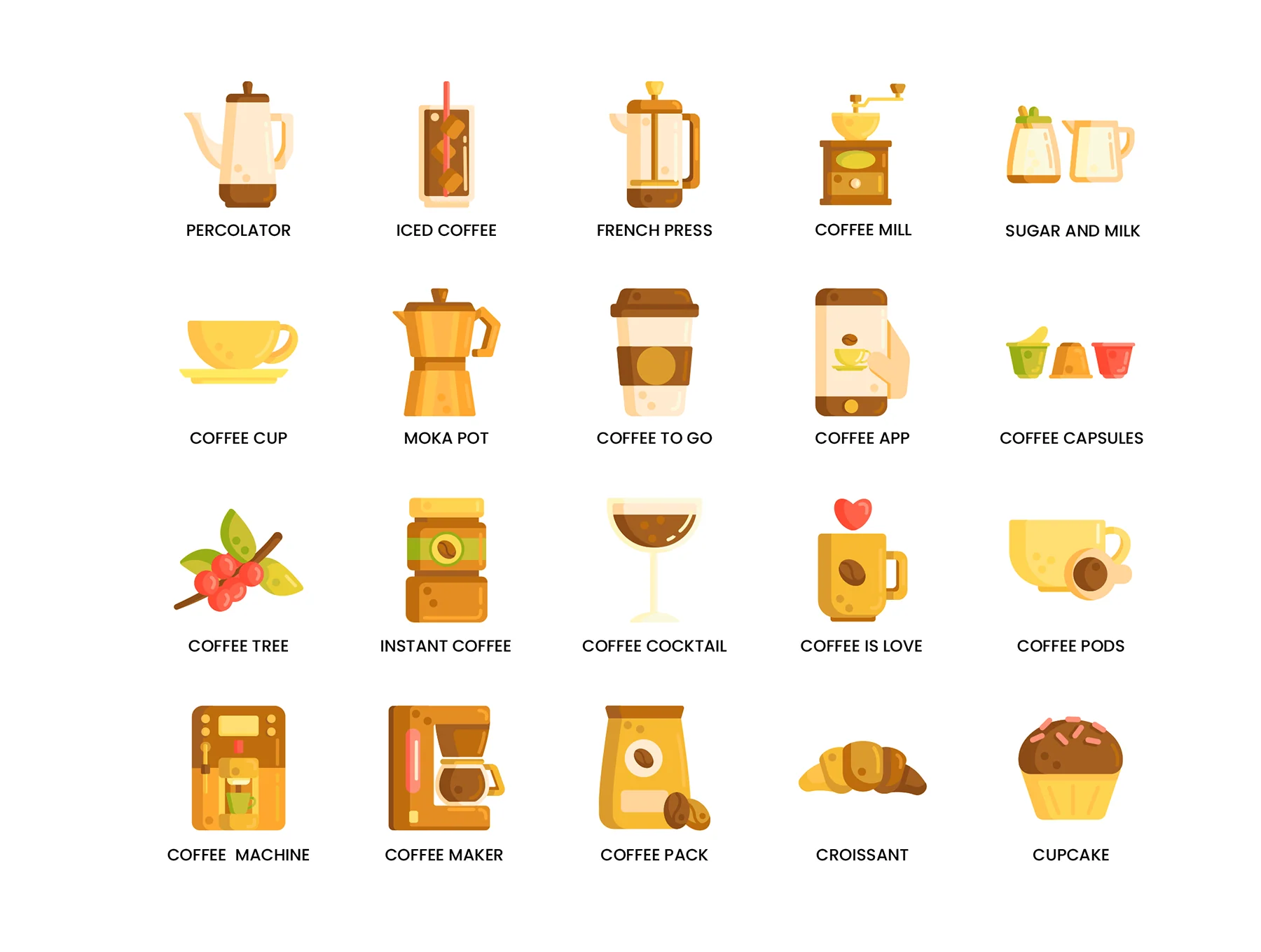 80 Coffee Icons | Caramel Series 2