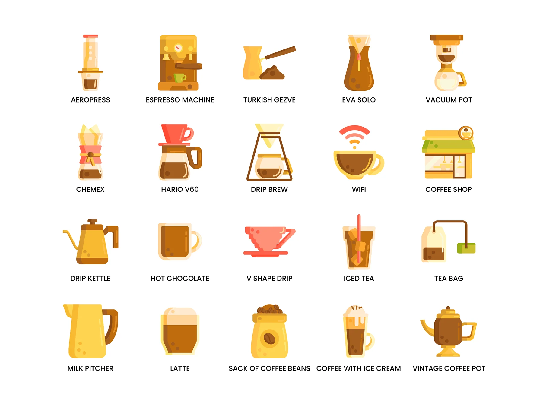 80 Coffee Icons | Caramel Series 4