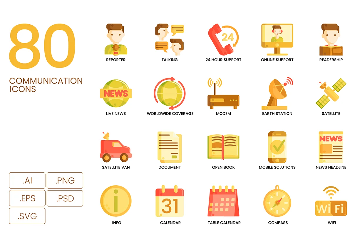 80 Communication Icons | Caramel Series