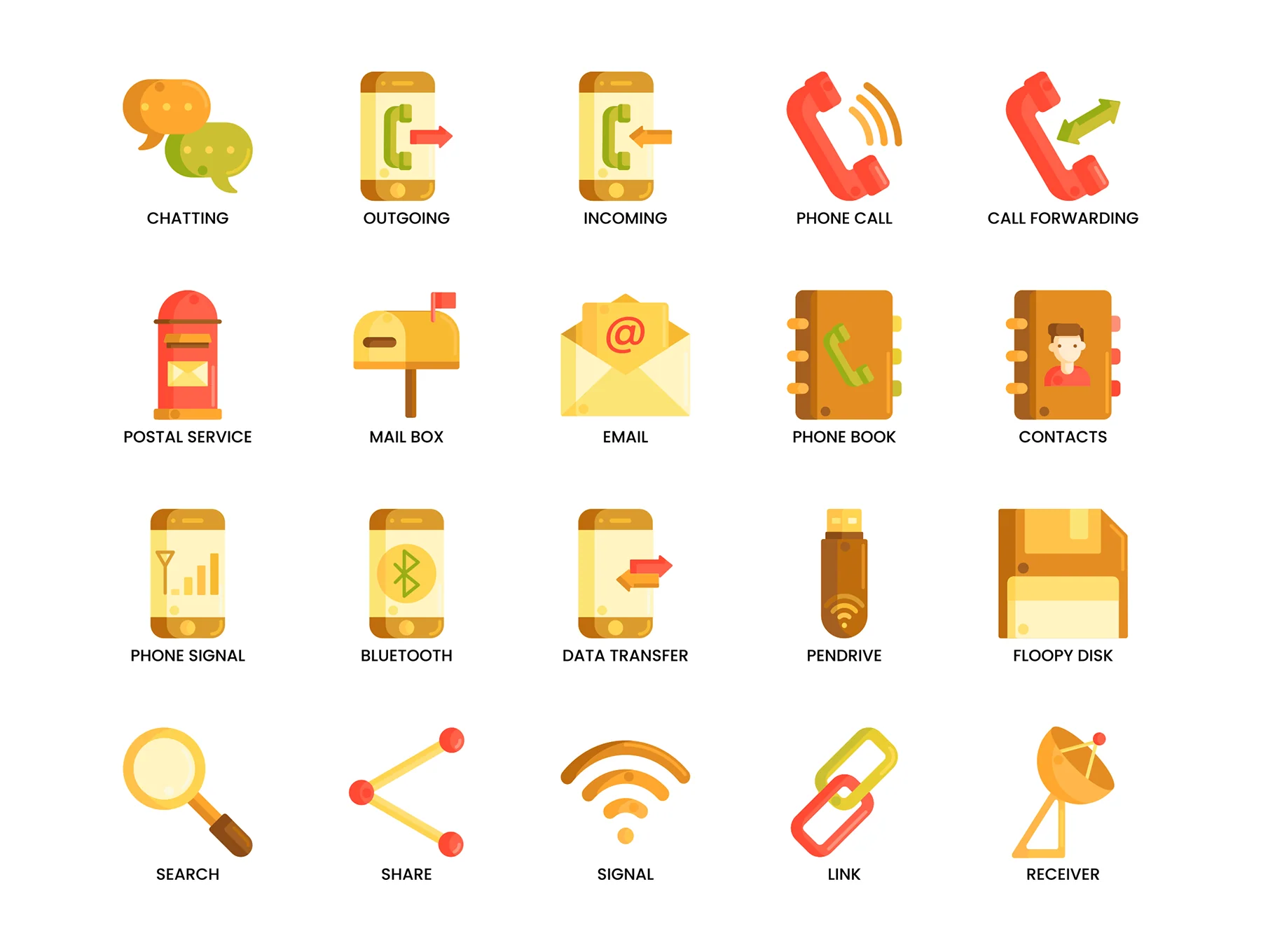 80 Communication Icons | Caramel Series 3