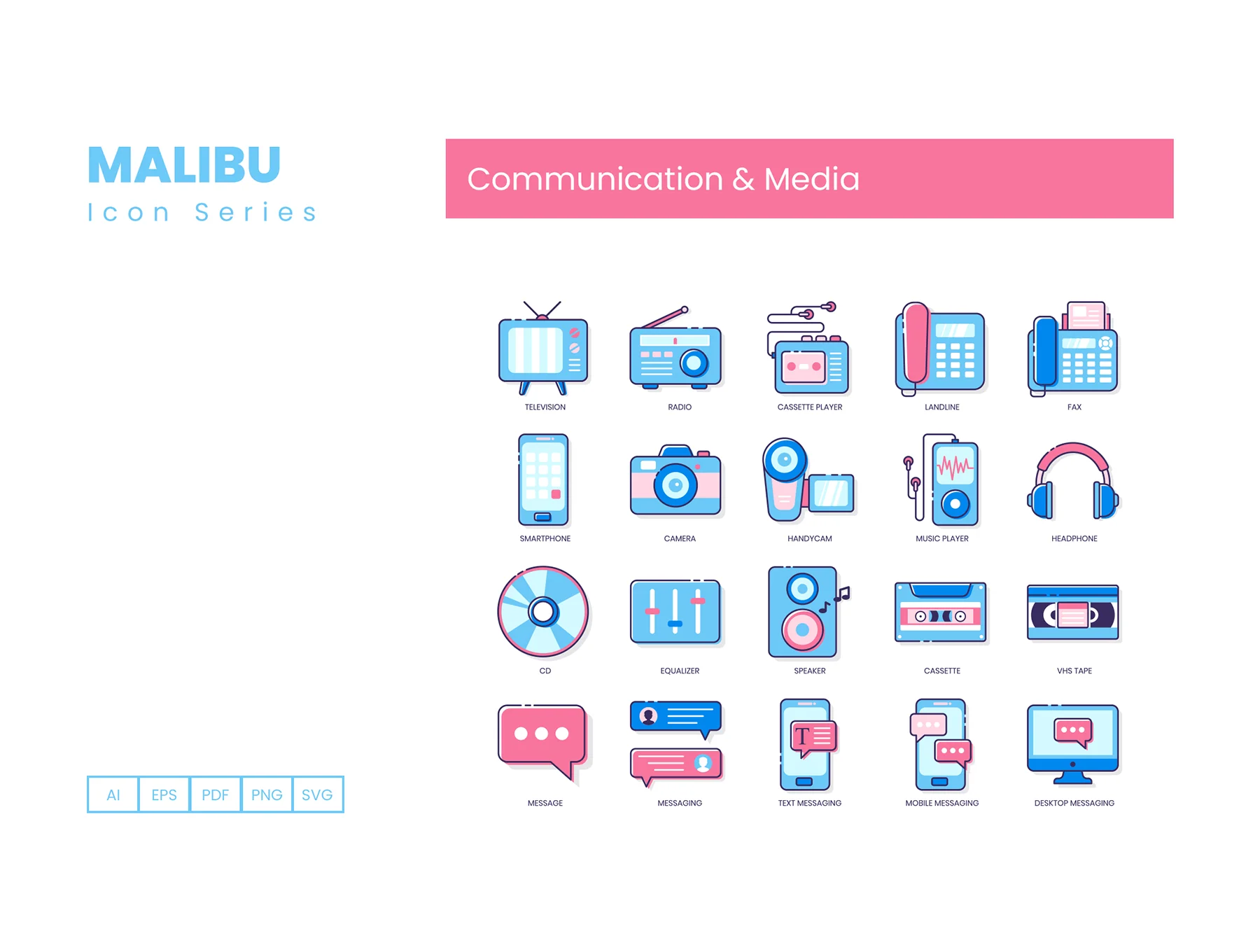 80 Communication & Media Icons  | Malibu Series 2