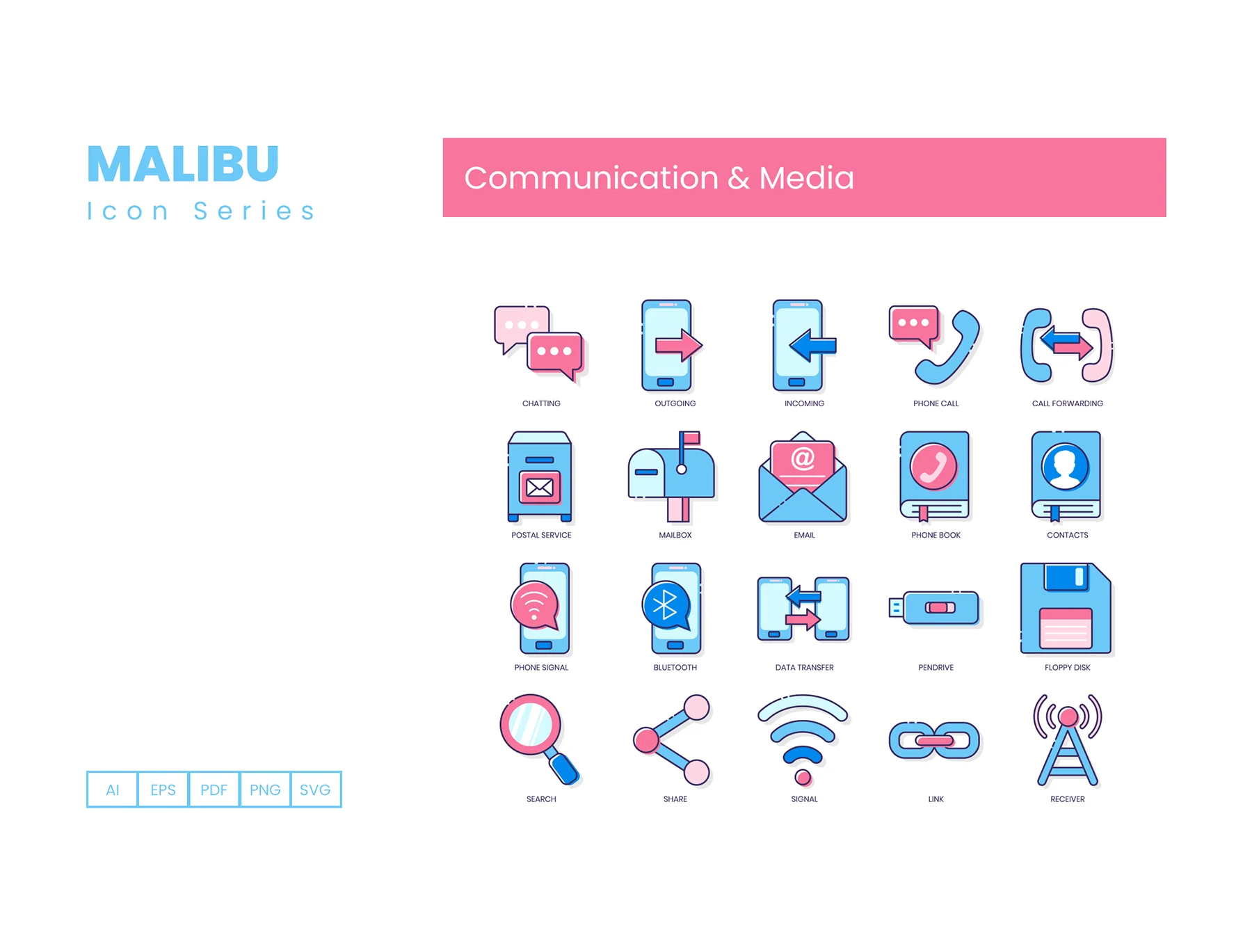 80 Communication & Media Icons  | Malibu Series 3