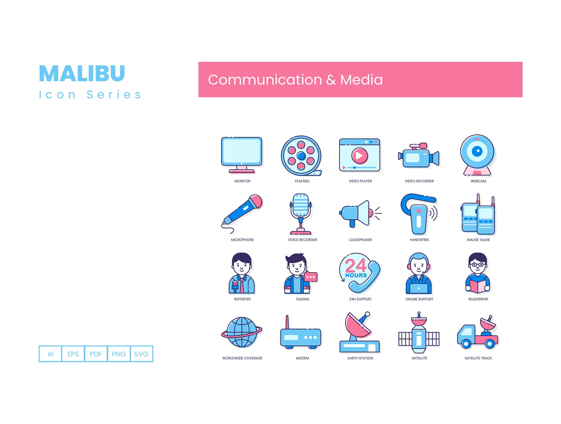 80 Communication & Media Icons  | Malibu Series 4