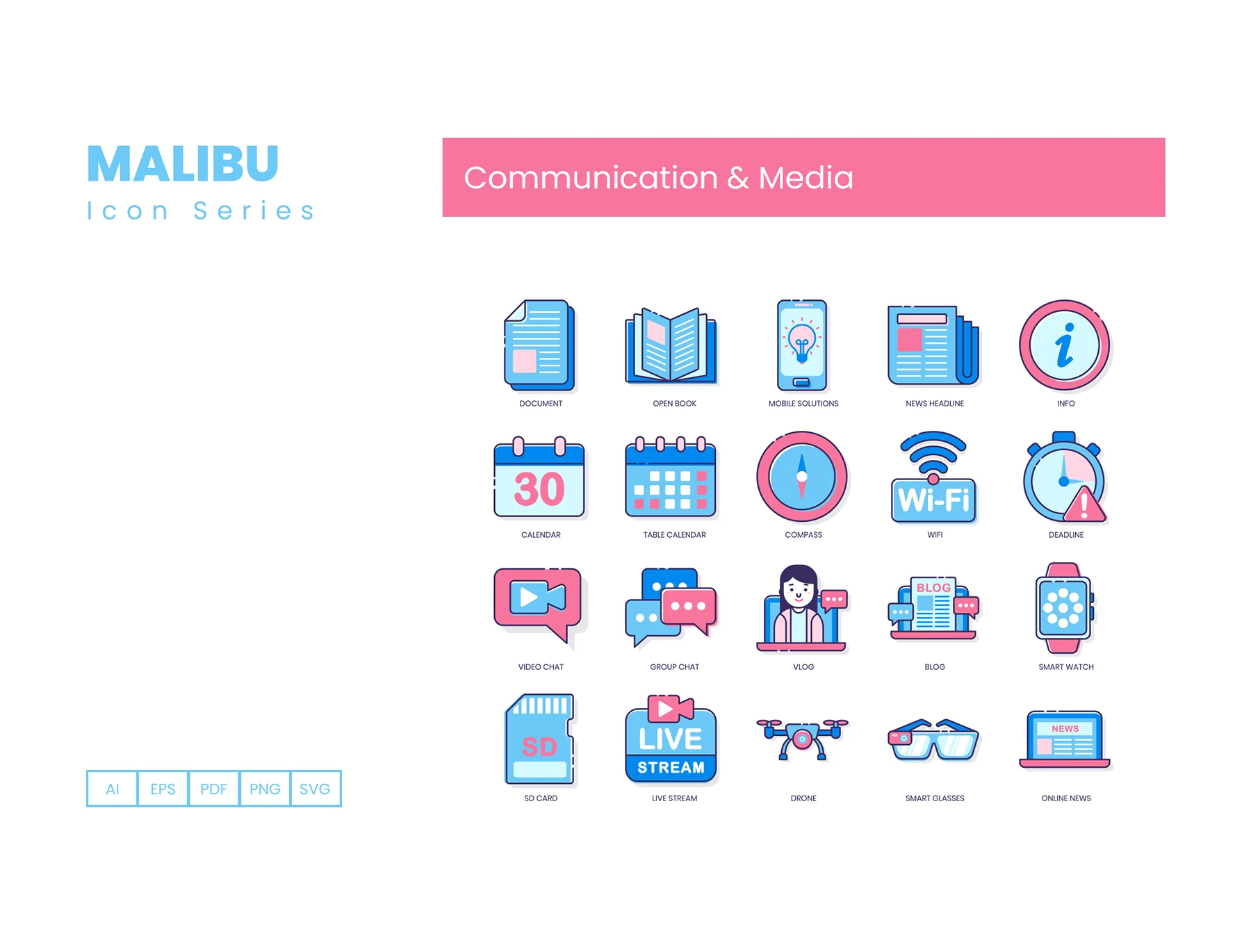 80 Communication & Media Icons  | Malibu Series 5