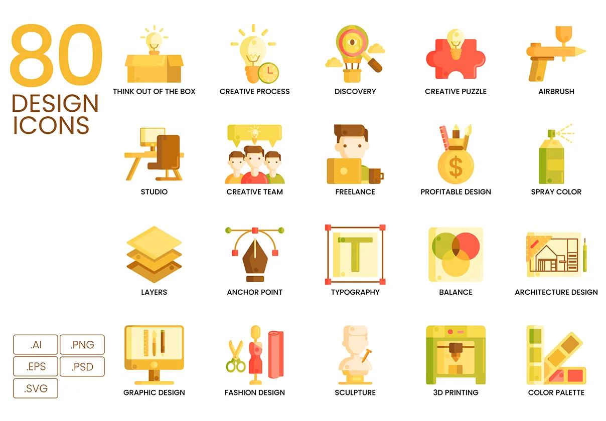 80 Design Icons | Caramel Series