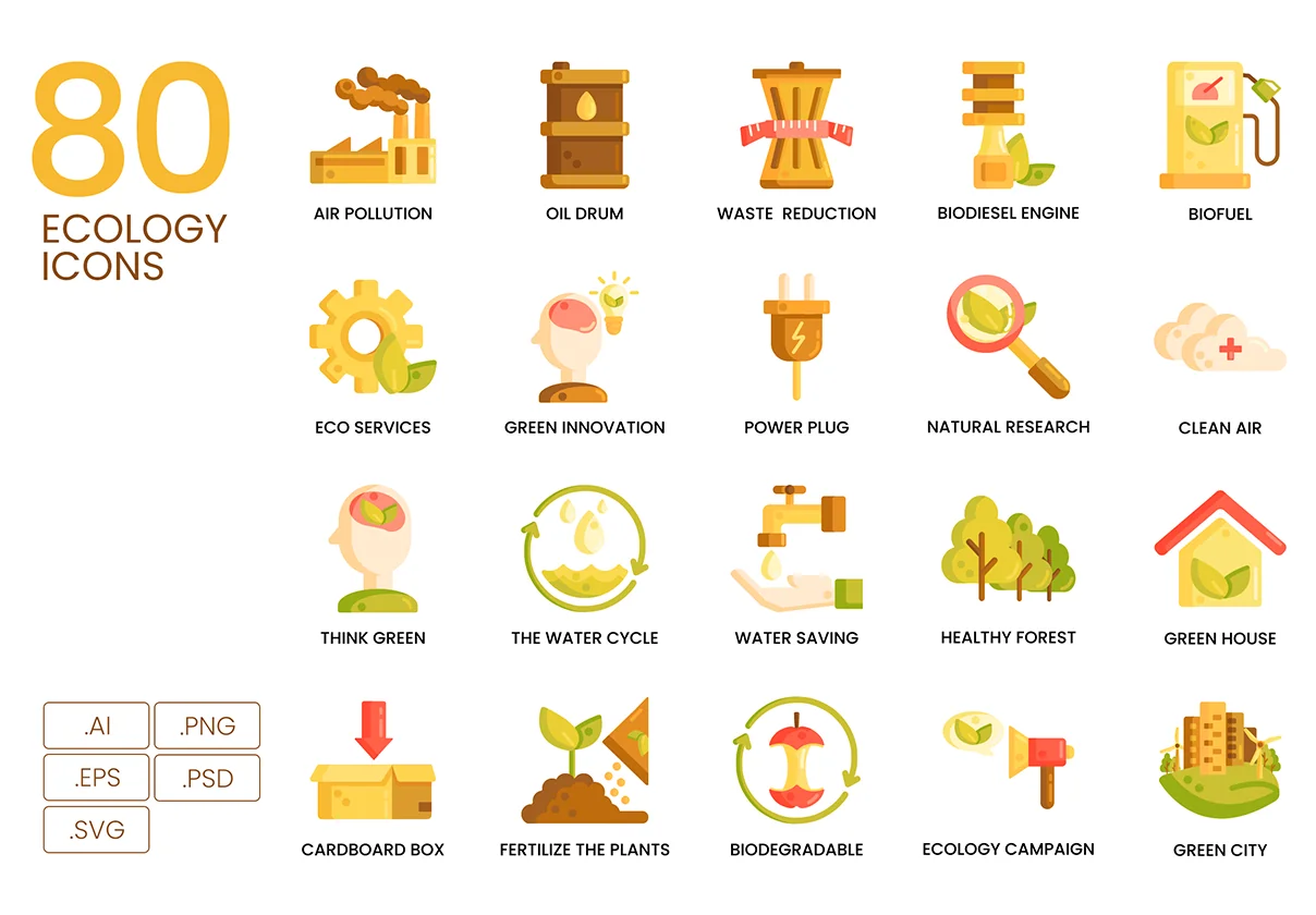 80 Ecology Icons | Caramel Series