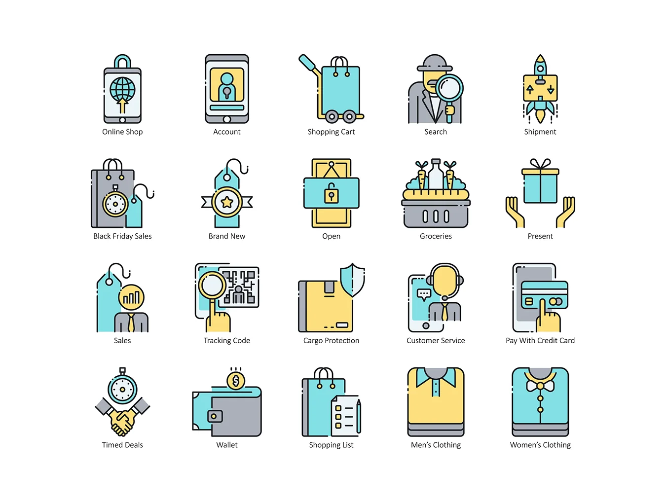 80 E-Commerce Icons | Aqua Series 3