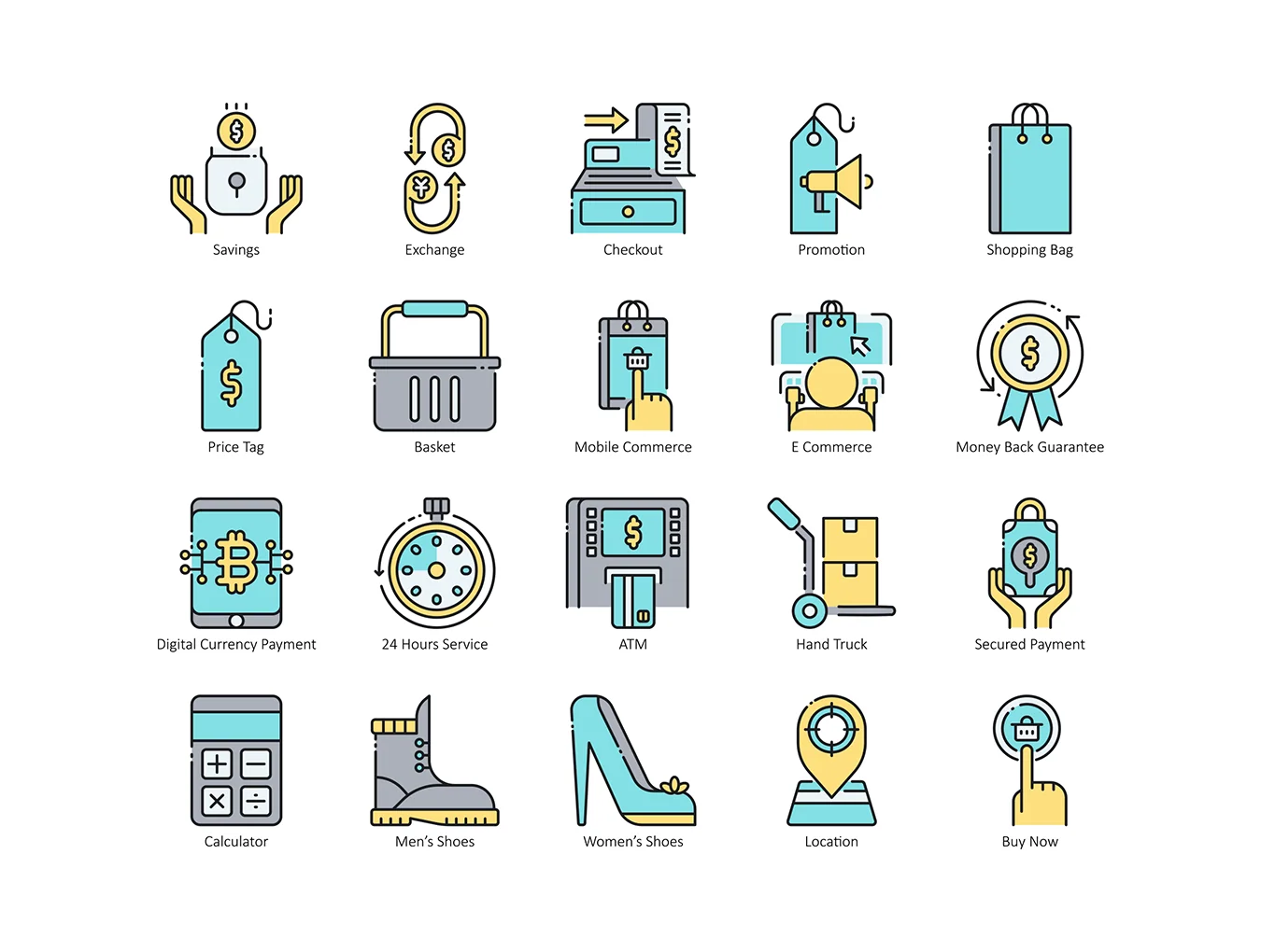 80 E-Commerce Icons | Aqua Series 4