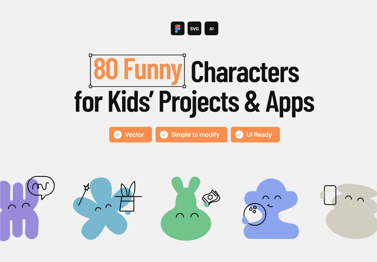 80 Funny Character illustrations