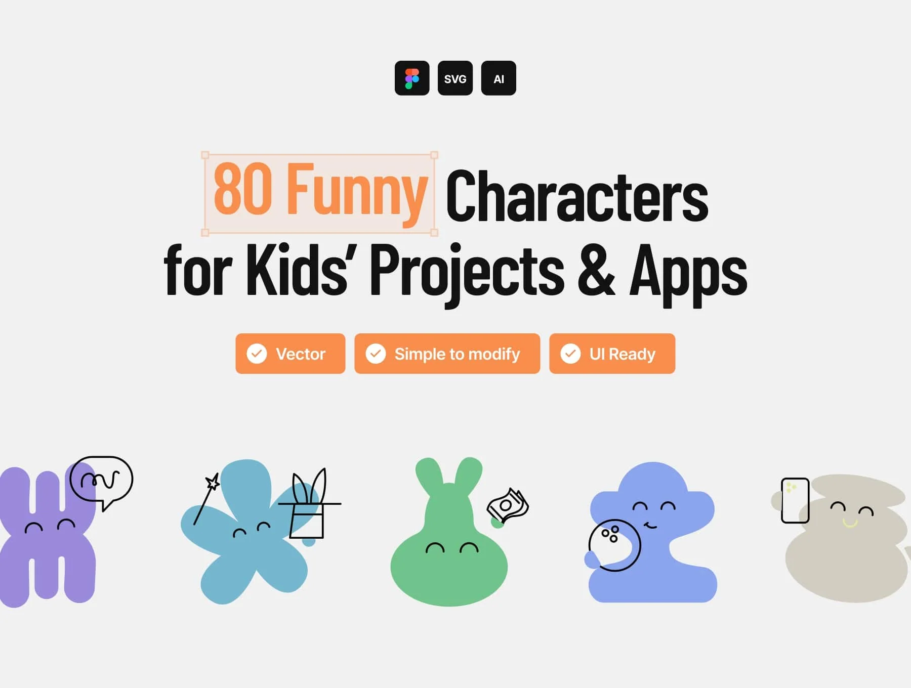 80 Funny Character illustrations