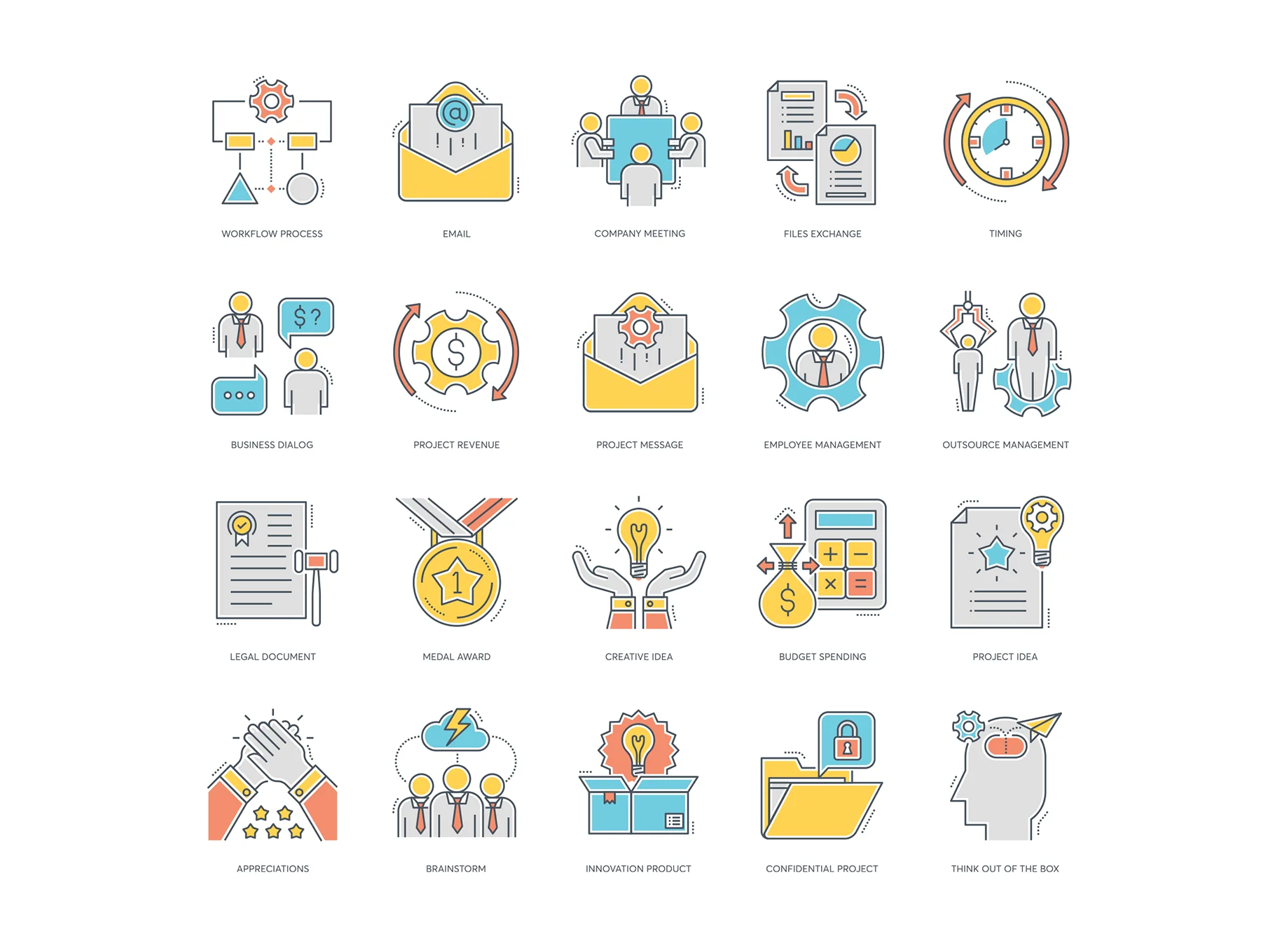 80 Project Management Icons | Color Line Series 2