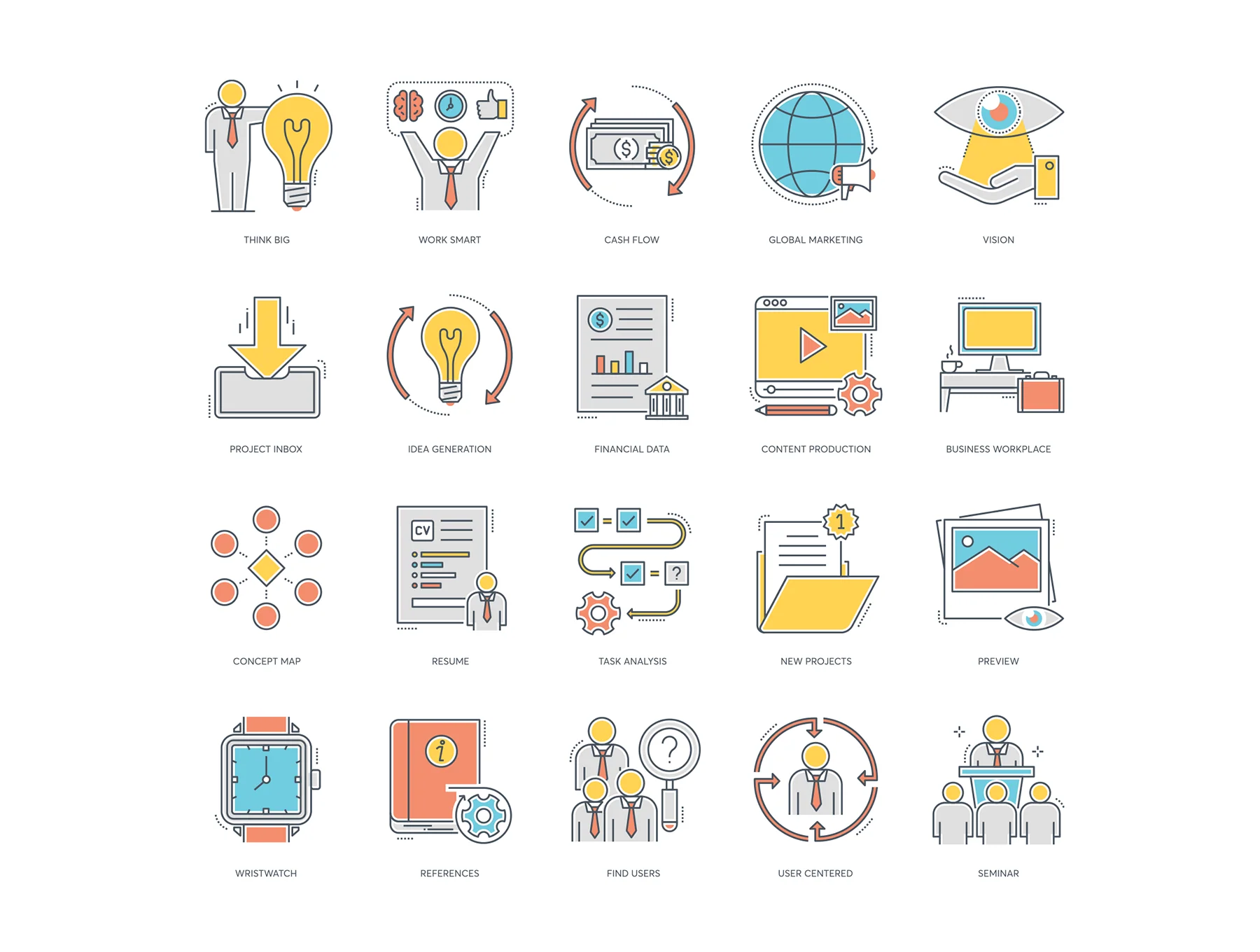 80 Project Management Icons | Color Line Series 3