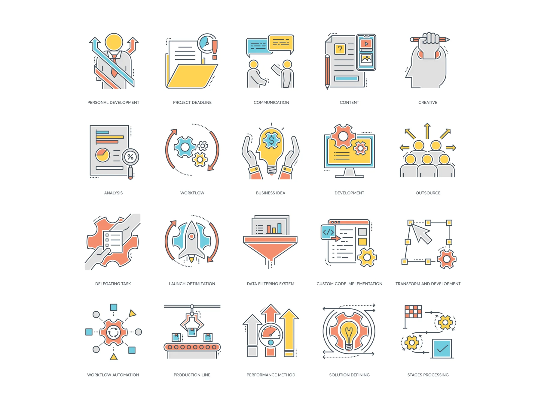 80 Project Management Icons | Color Line Series 4