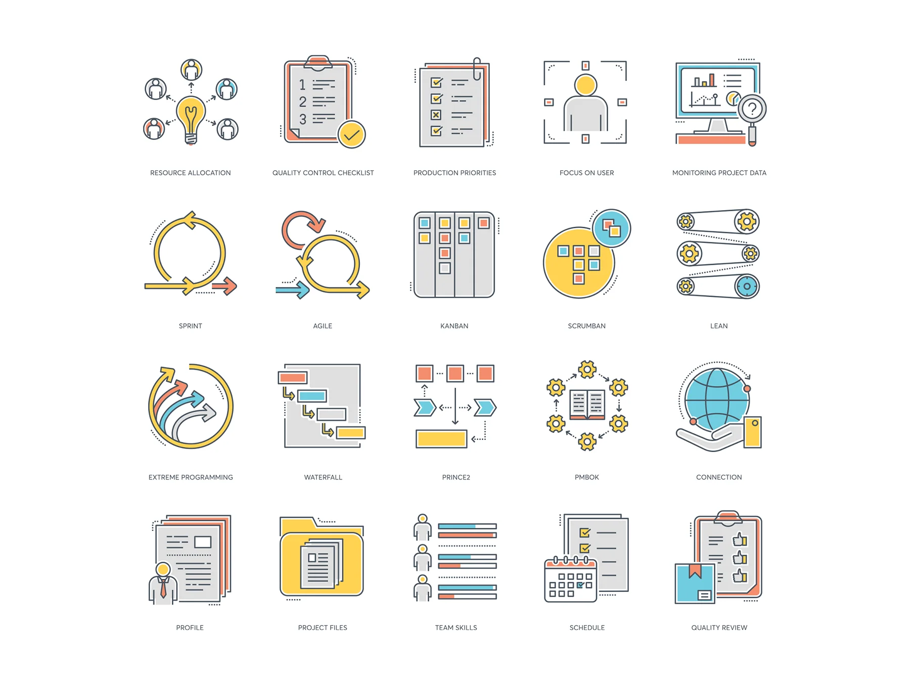 80 Project Management Icons | Color Line Series 5