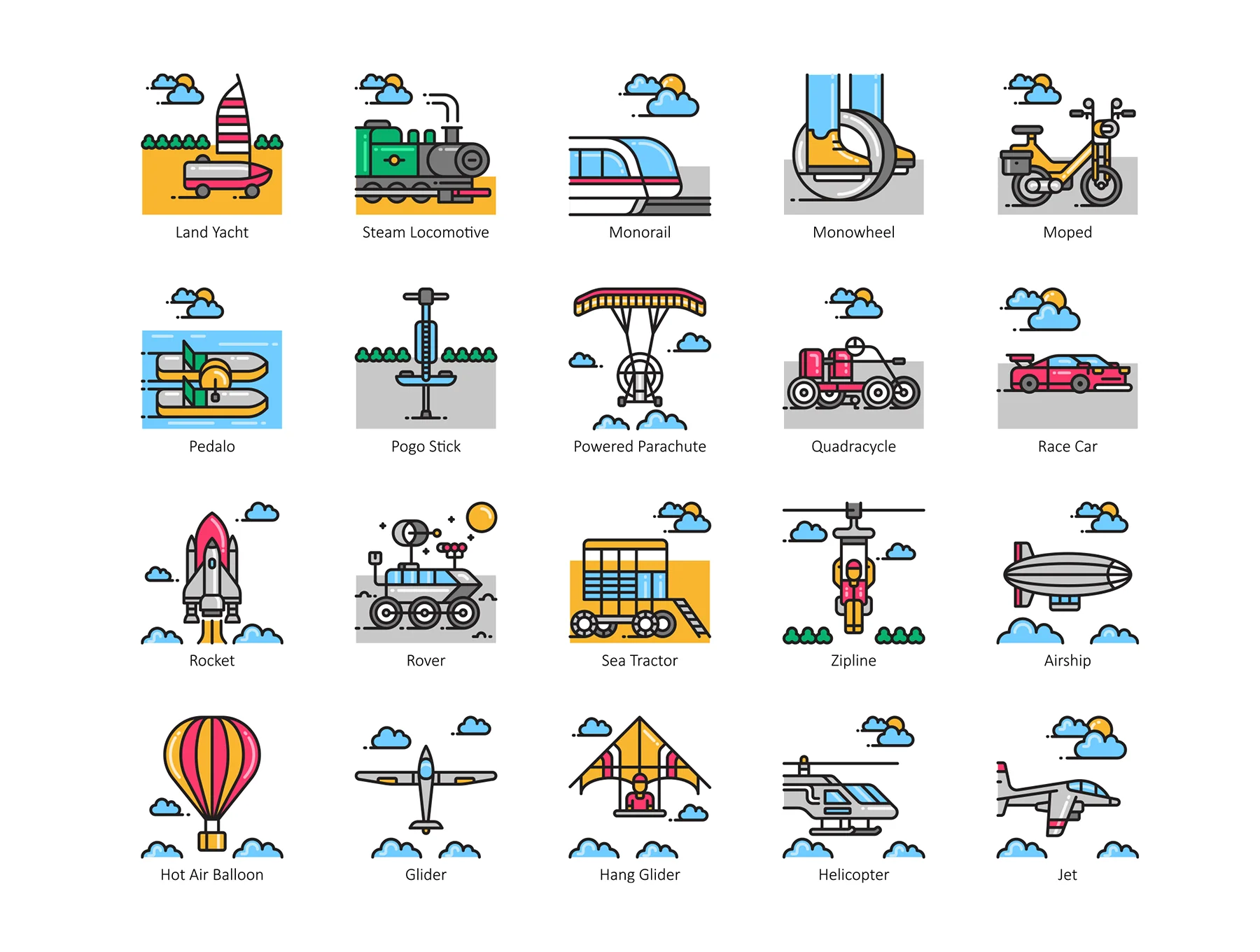 80 Transportation Icons | Aesthetic Series 3