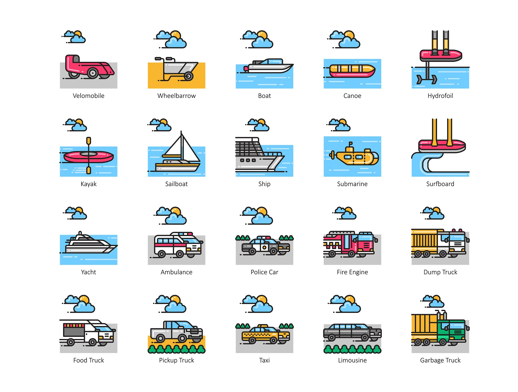 80 Transportation Icons | Aesthetic Series 5