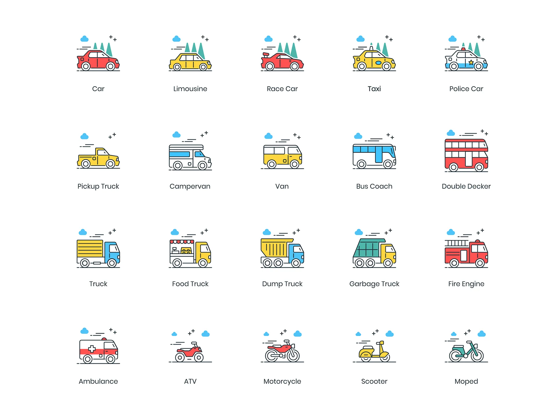 80 Transportation Icons | ColorPop Series 2