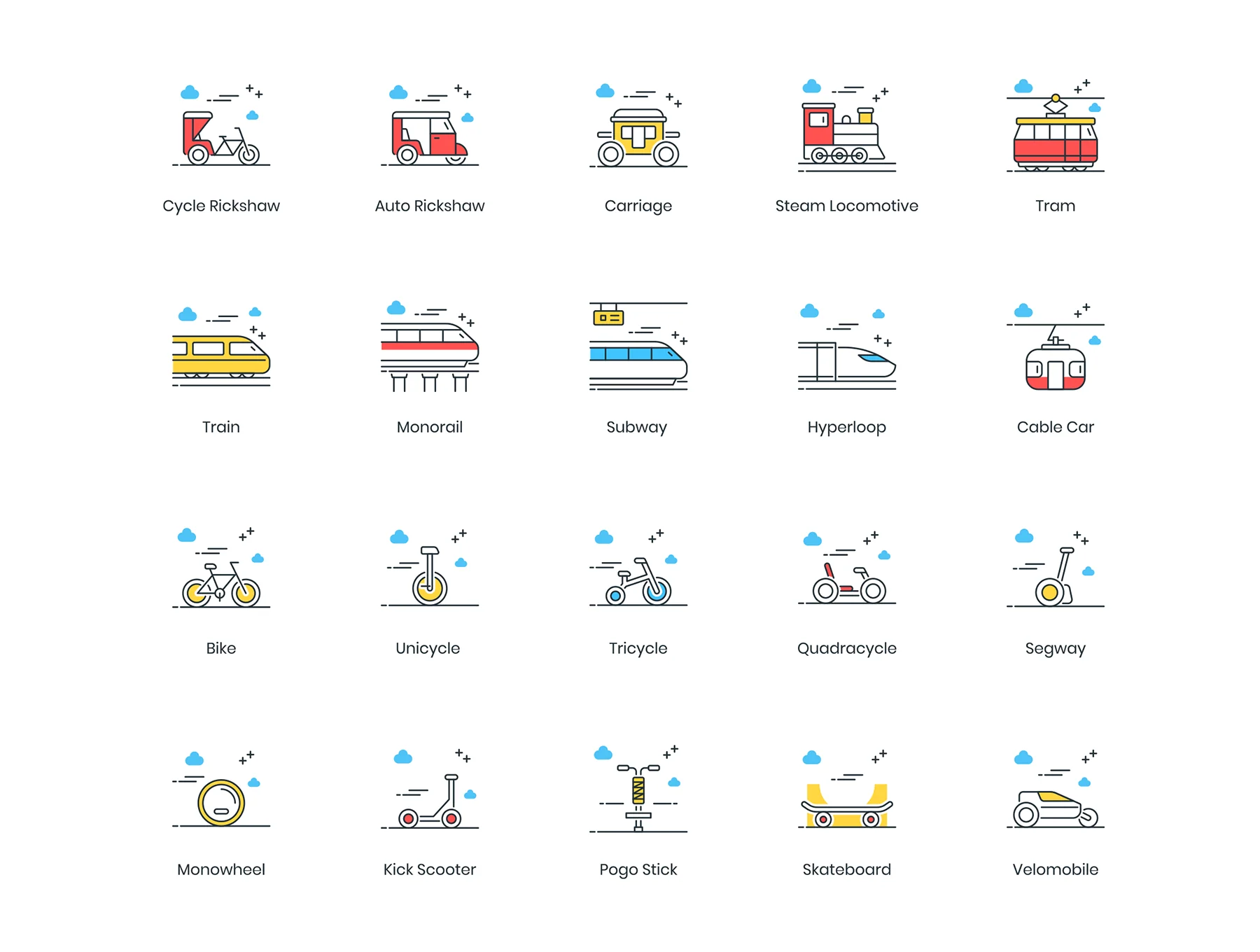 80 Transportation Icons | ColorPop Series 3