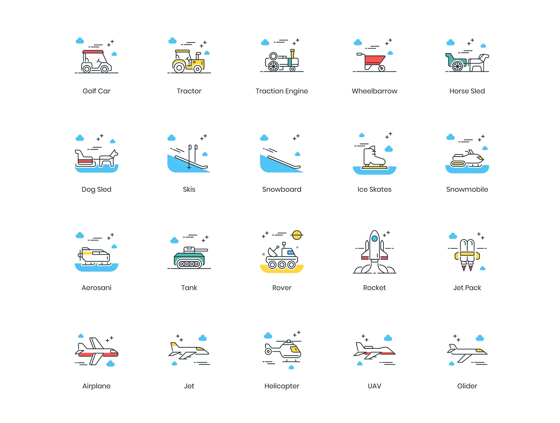 80 Transportation Icons | ColorPop Series 4