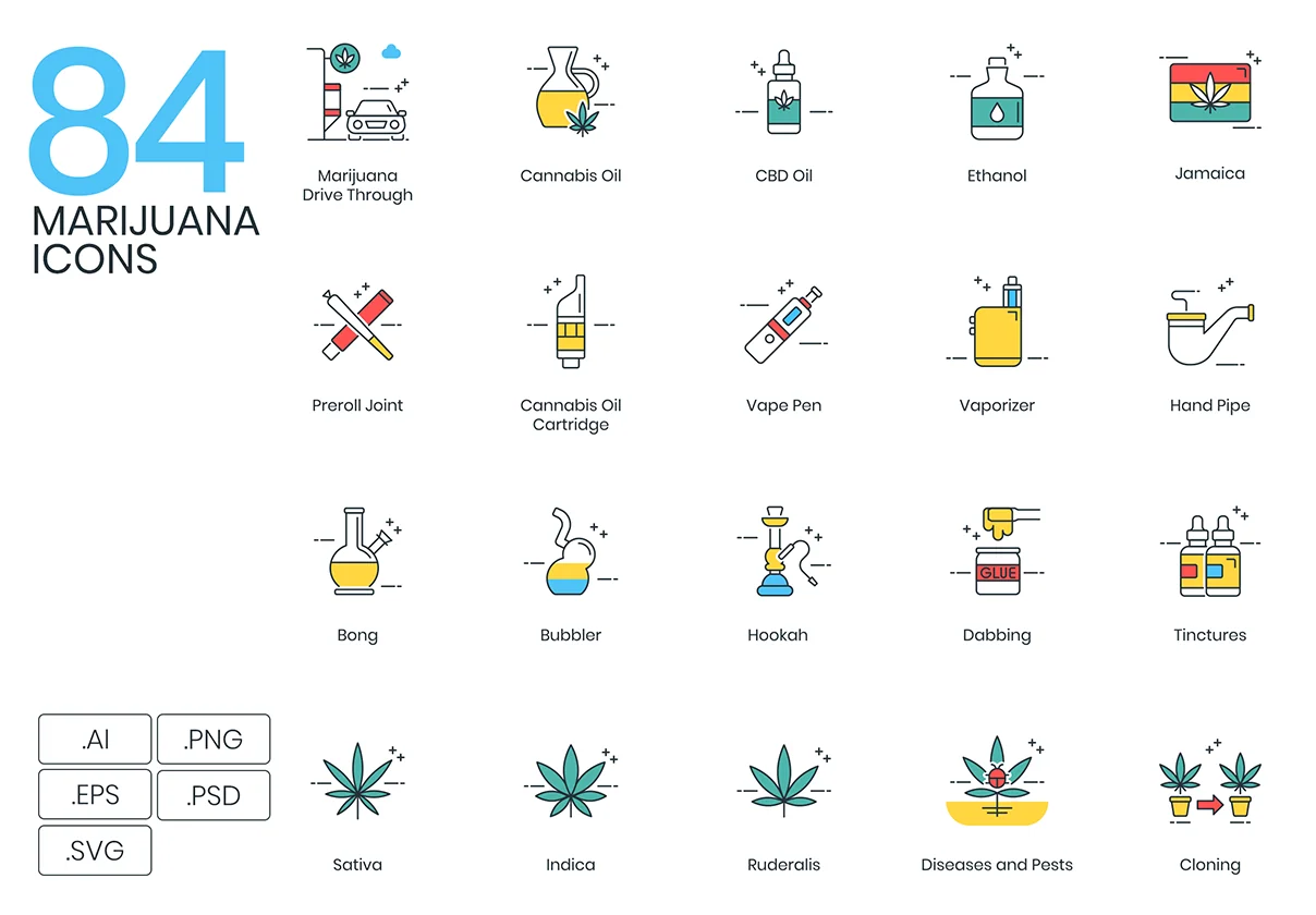 84 Marijuana Icons | ColorPop Series