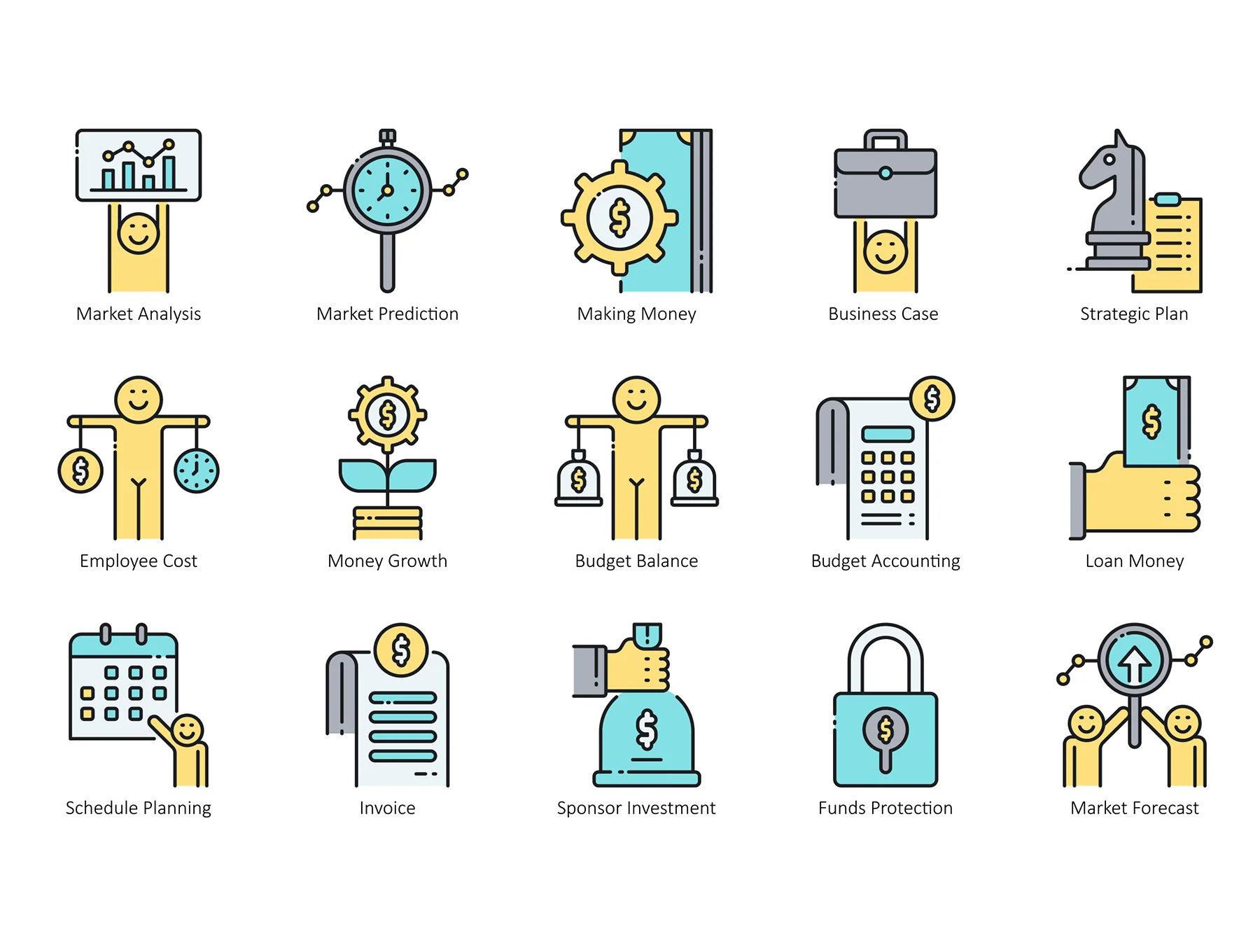 85 Business Icons | Aqua Series 3
